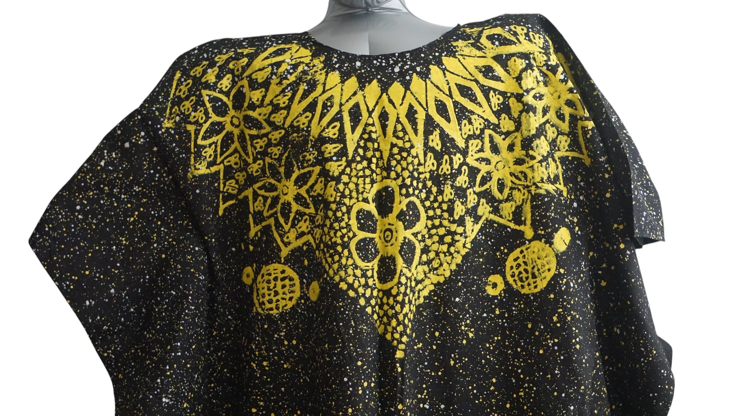 Nigeria Adire Bubu for Women. Size XL Color Black/Yellow