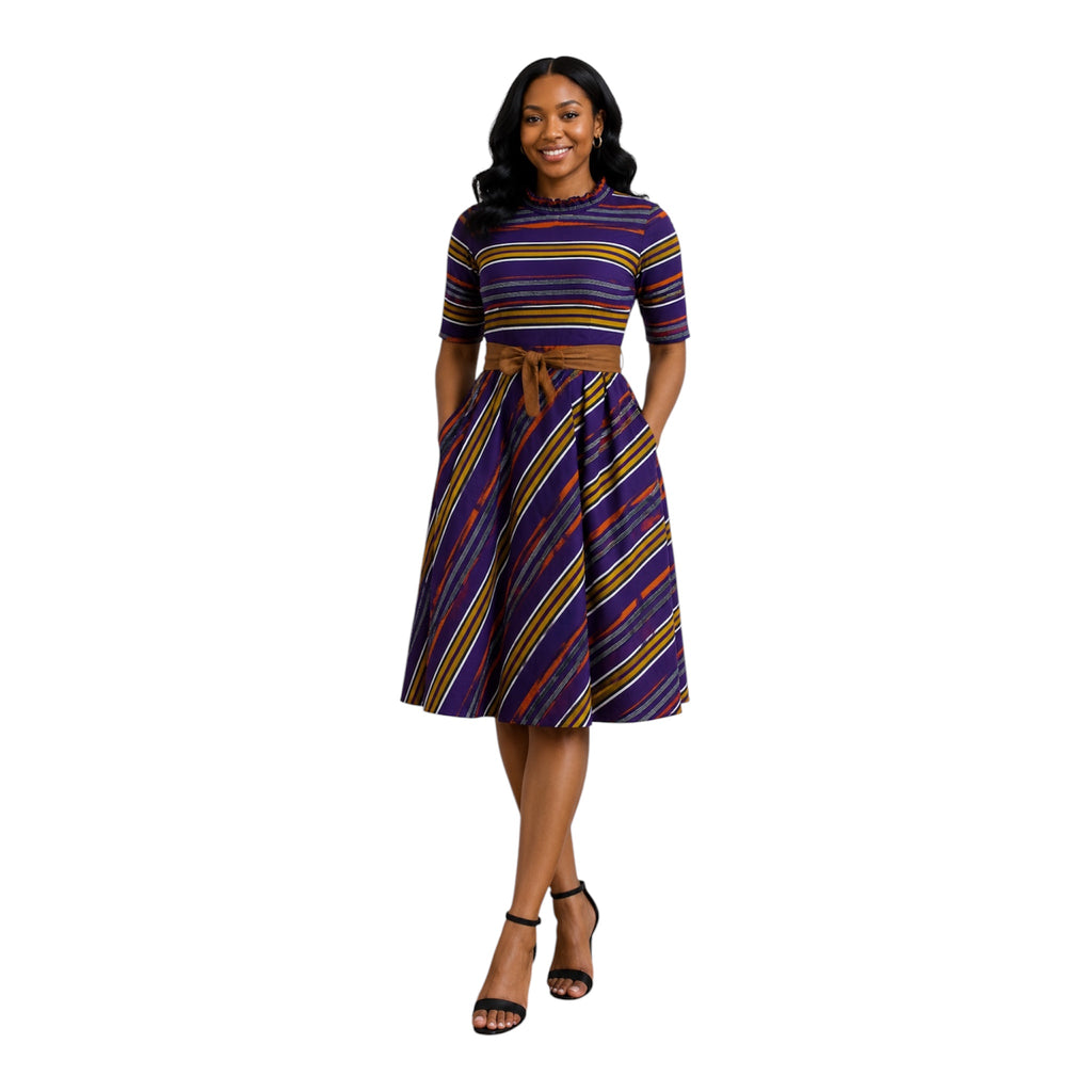 Ready to Wear Ankara Cotton Dress with Extra Clothe for Adjustment. Size S