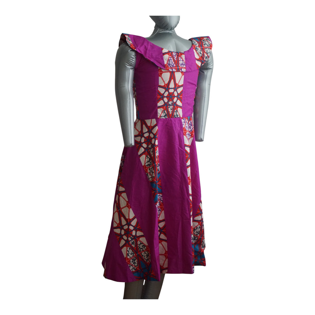 Fully Linen Ankara Cotton Dress: African Print, Ready to Wear,  with Extra Fabric for Adjustment Size S