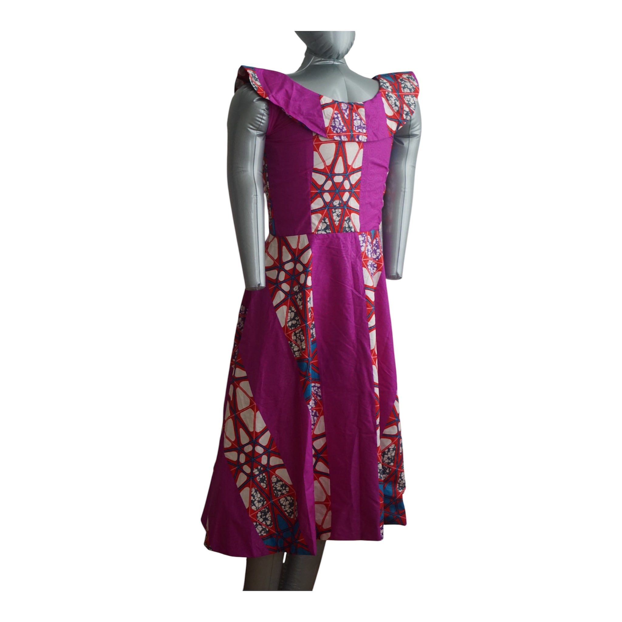 Fully Linen Ankara Cotton Dress: African Print, Ready to Wear,  with Extra Fabric for Adjustment Size S