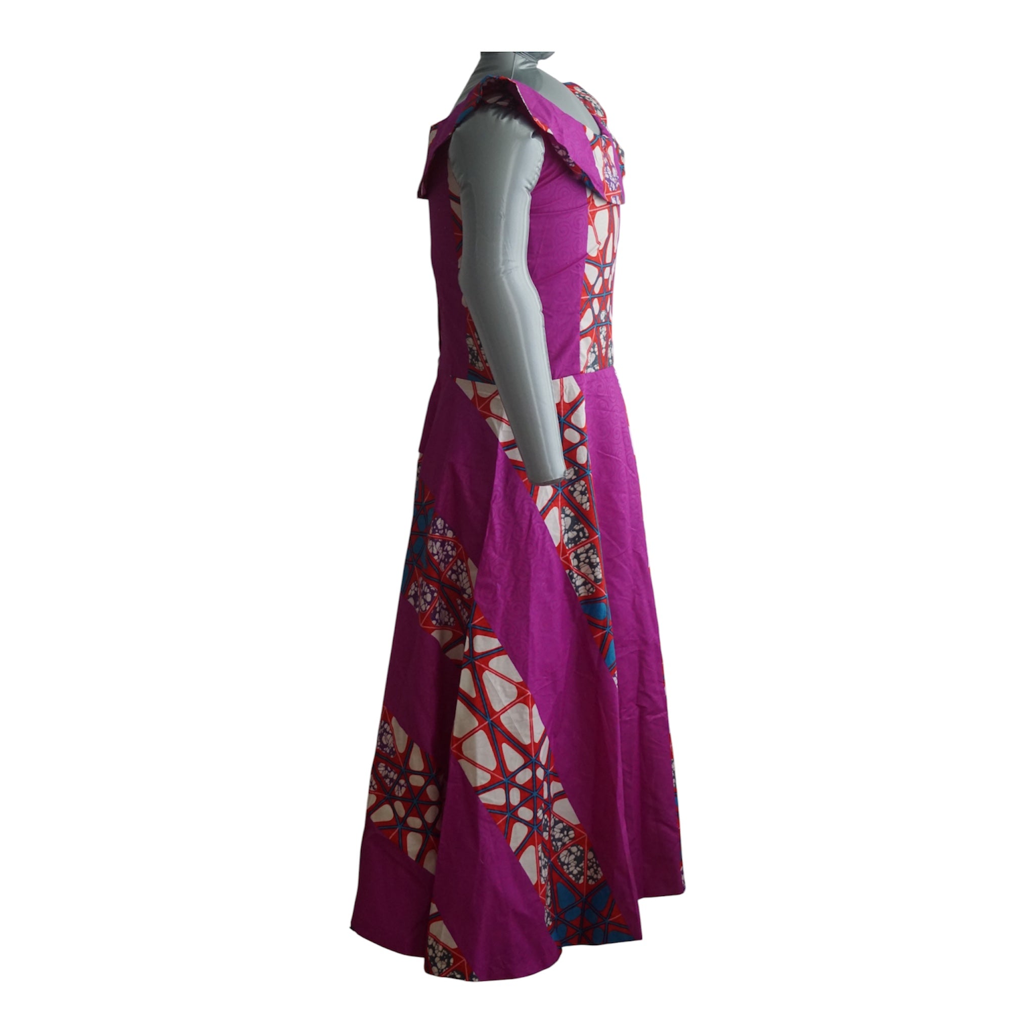 Fully Linen Ankara Cotton Dress: African Print, Ready to Wear,  with Extra Fabric for Adjustment Size S