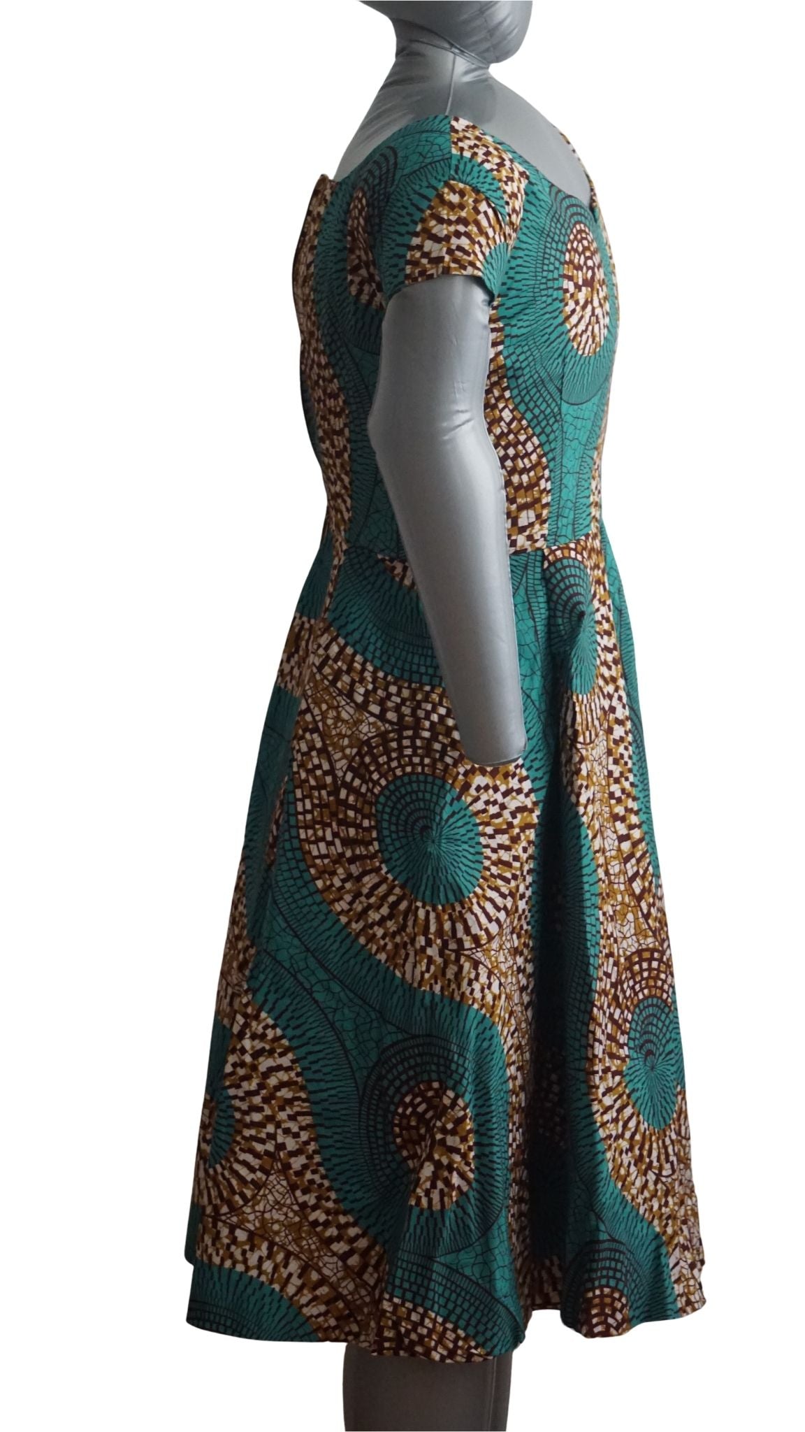 Fully Linen Ankara Dress: African Print, Ready to Wear, Size S