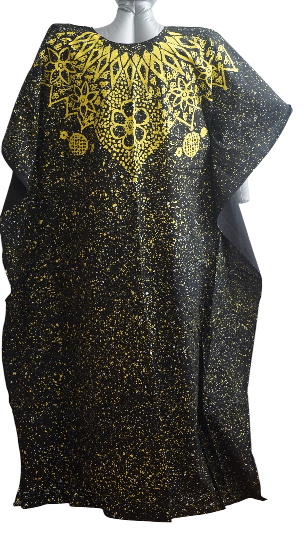 Nigeria Adire Bubu for Women. Size XL Color Black/Yellow
