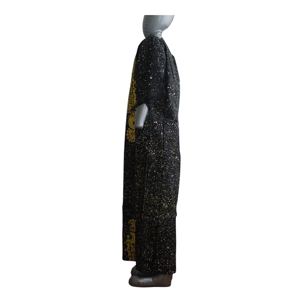 Nigeria Batik Kaftan for Women. Size L Color Black/Yellow
