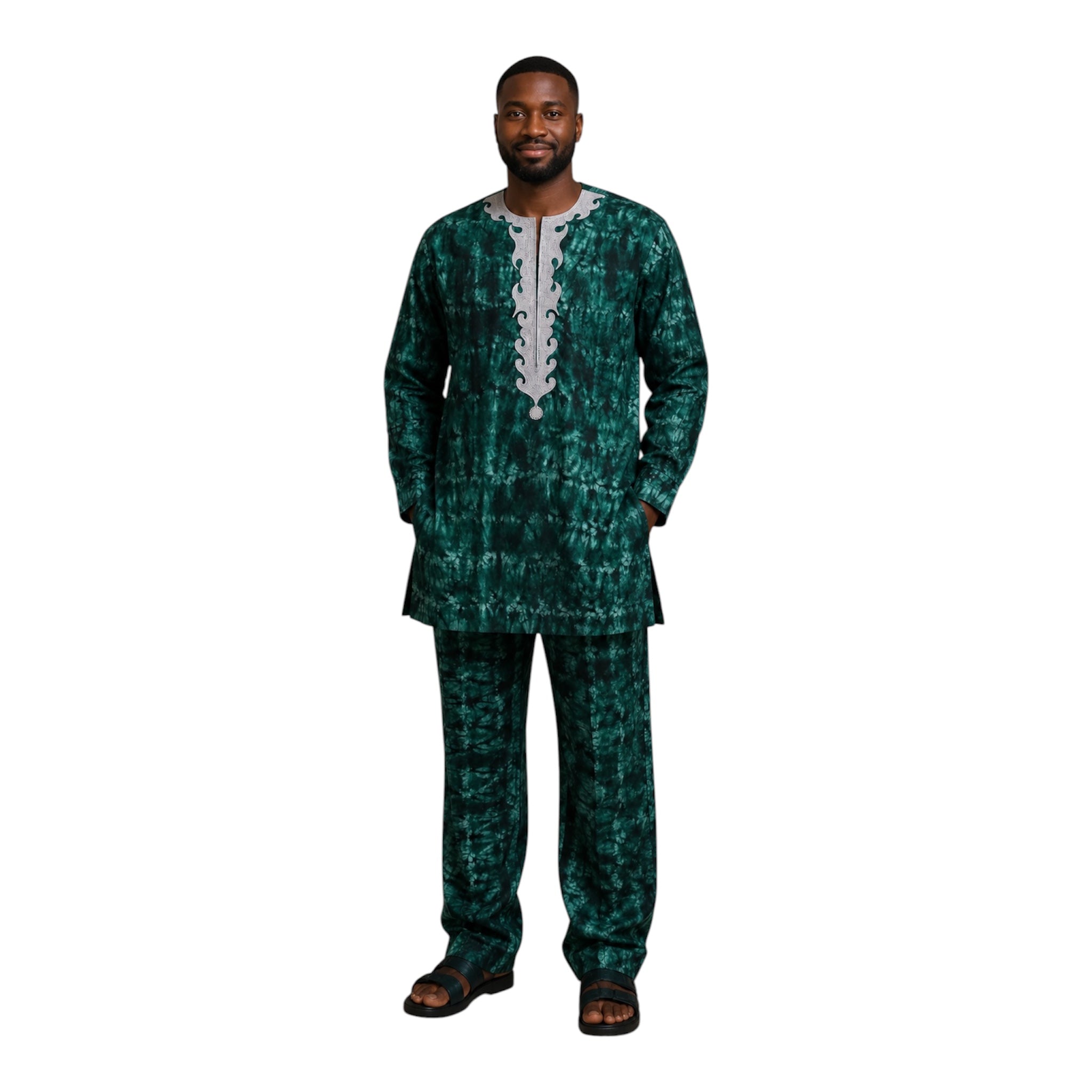Ready To Wear Men's Tie Dye Adire Top and Trouser. Nigeria Buba &Sokoto Size L
