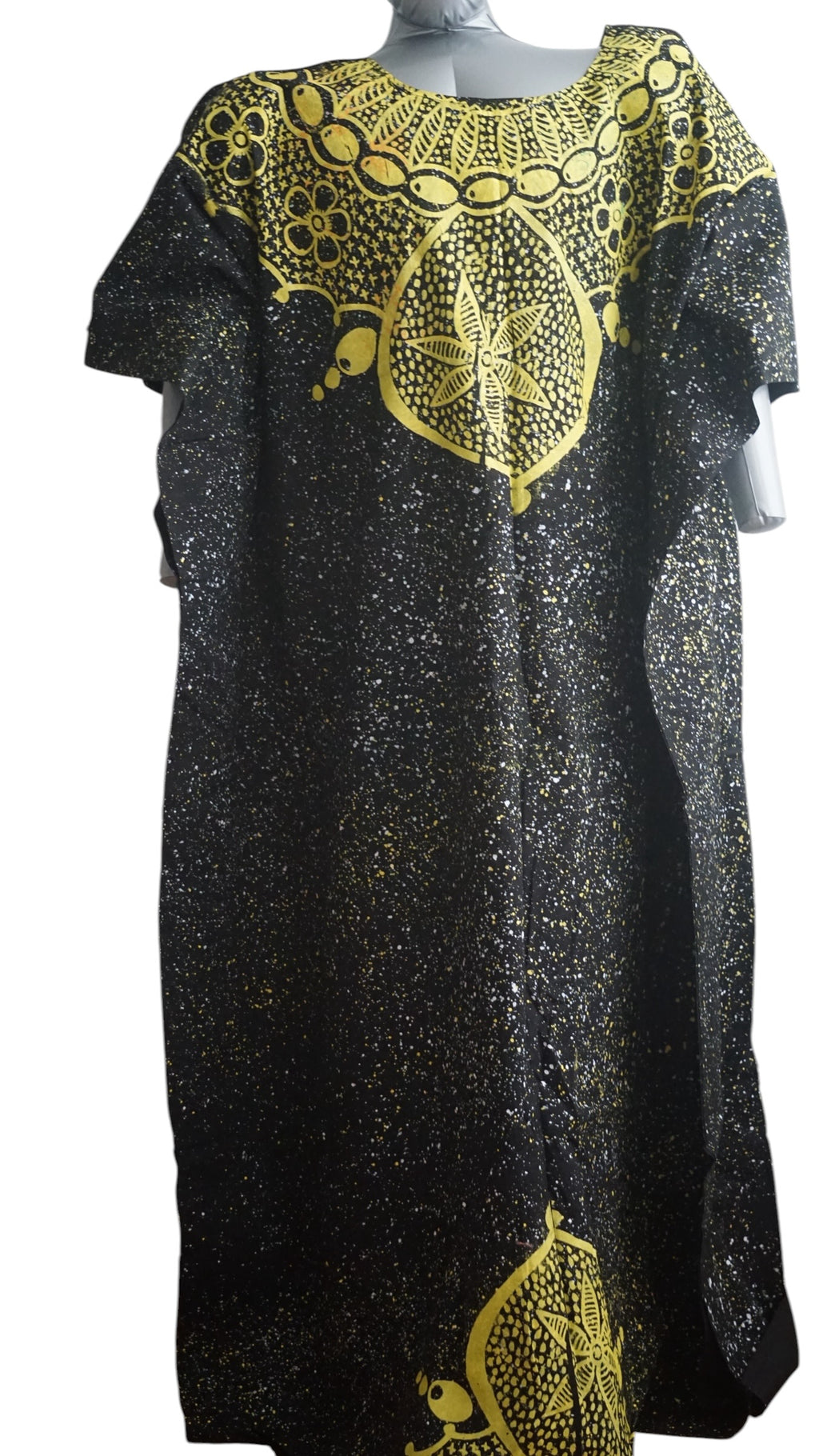 Nigeria Adire Bubu for Women. Size XL Color Black/Yellow