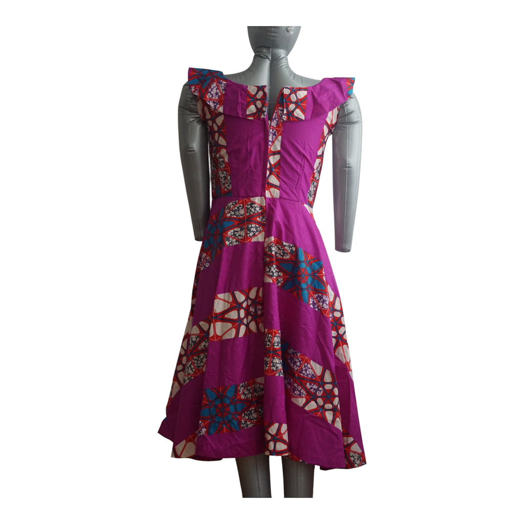 Fully Linen Ankara Cotton Dress: African Print, Ready to Wear,  with Extra Fabric for Adjustment Size S