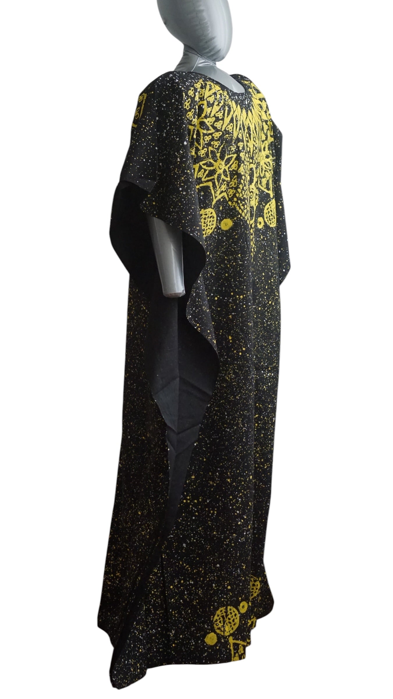 Nigeria Adire Bubu for Women. Size XL Color Black/Yellow