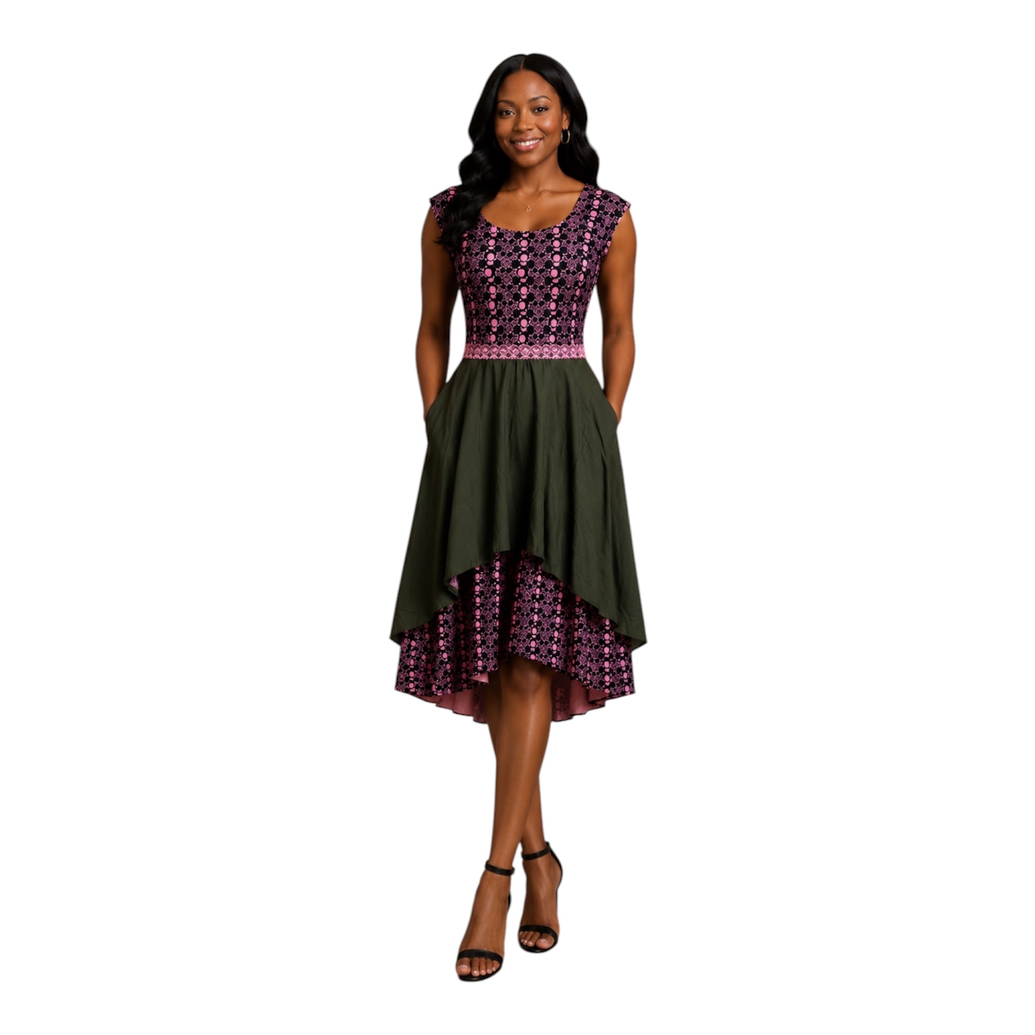 Women's Ankara Dress with Extra Clothe for Adjustment. Size S