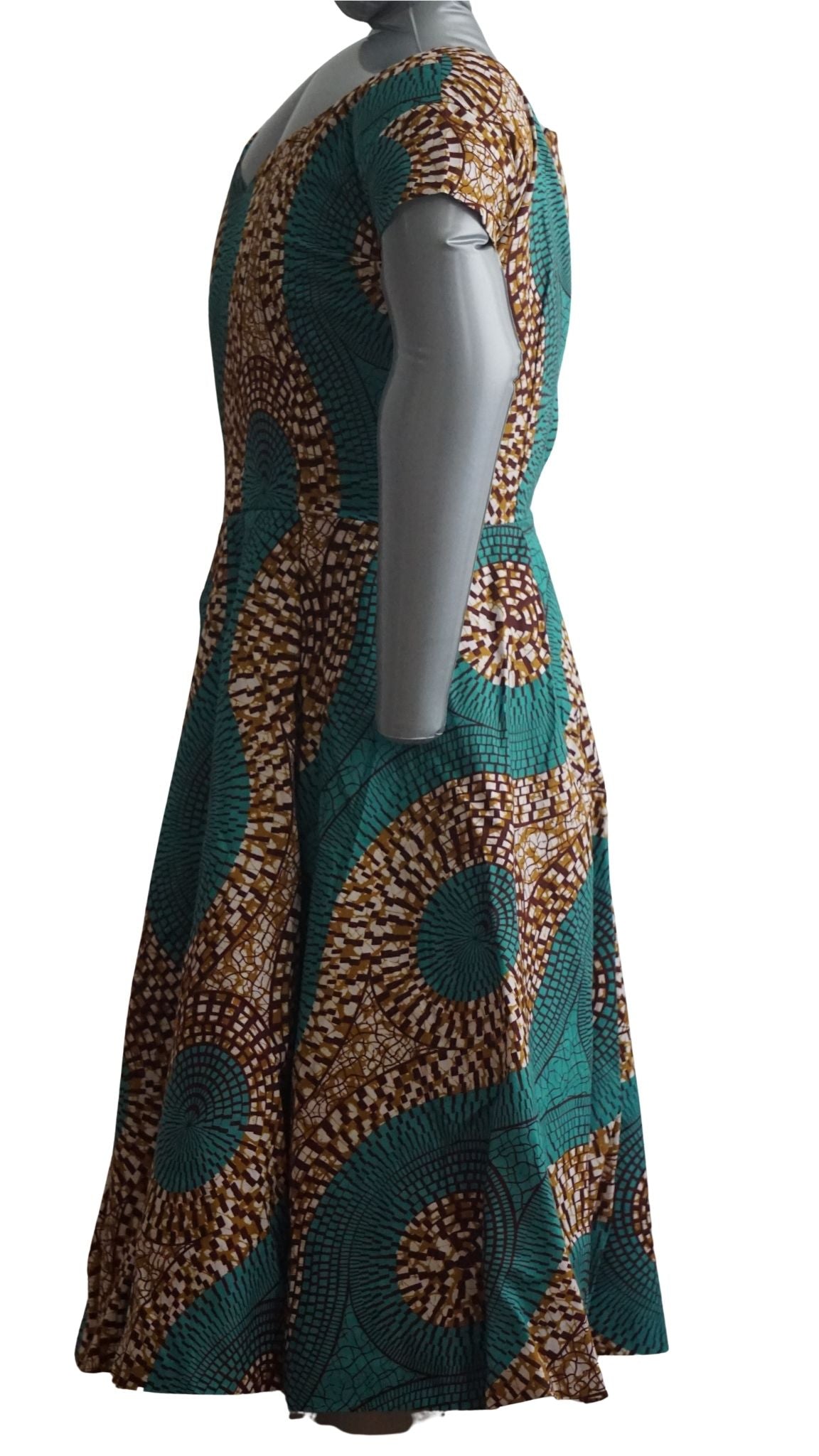 Fully Linen Ankara Dress: African Print, Ready to Wear, Size S