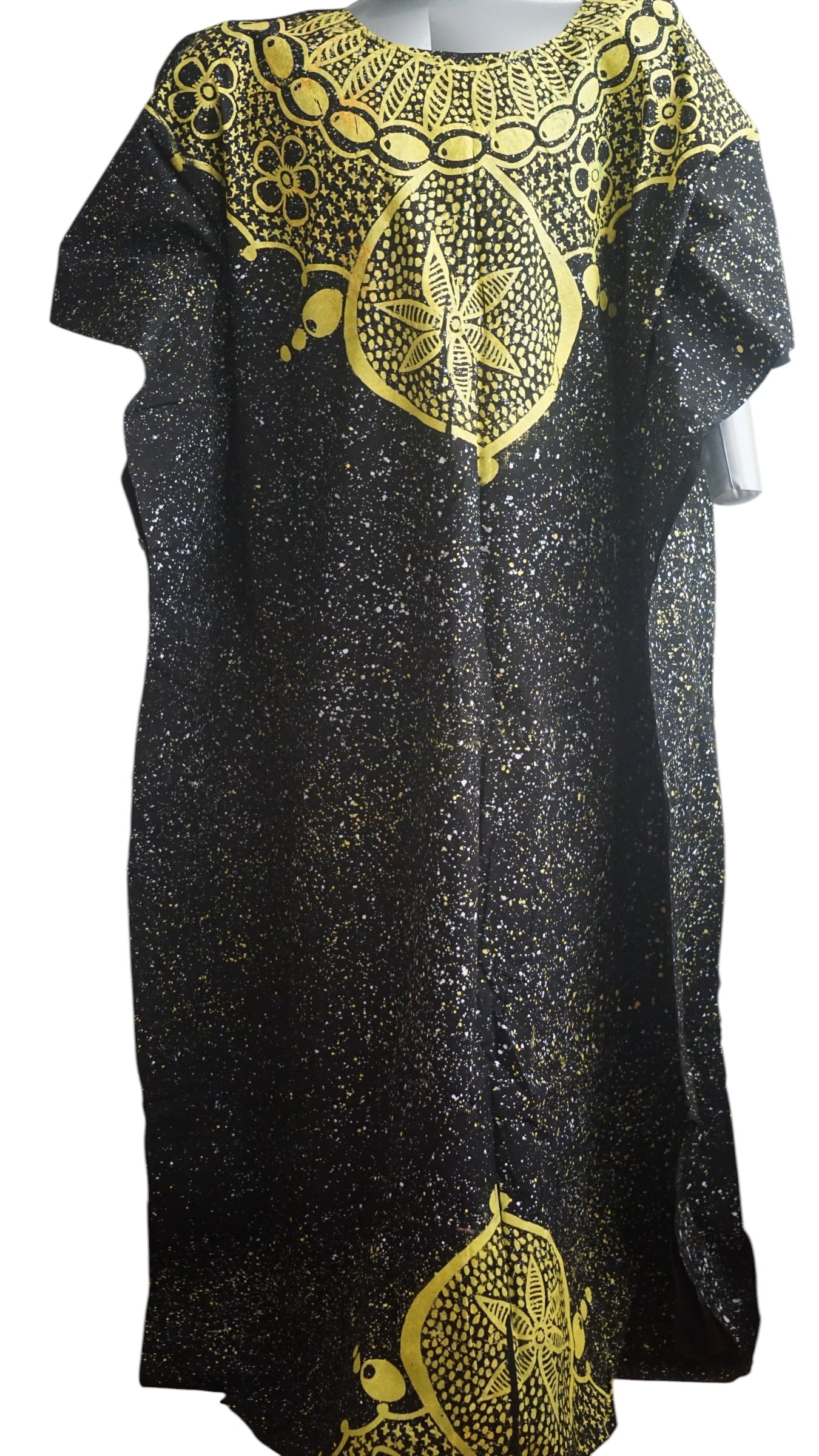 Nigeria Adire Bubu for Women. Size XL Color Black/Yellow