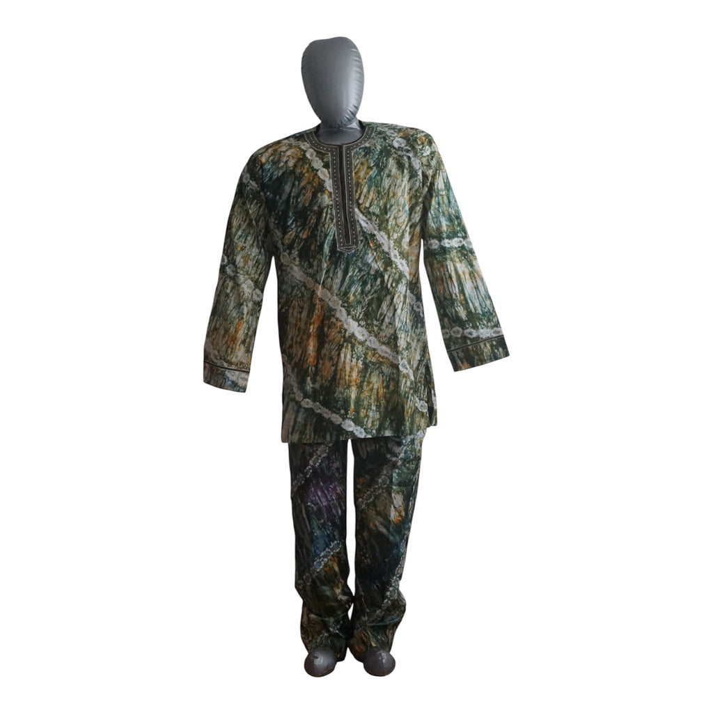 Ready To Wear Men's Tie Dye Adire Top and Trouser. Buba &Sokoto Size M