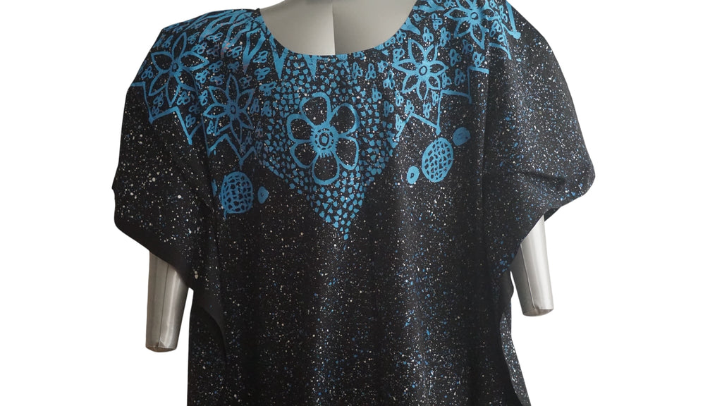Nigeria Adire Bubu for Women. Size L Color Black/Blue