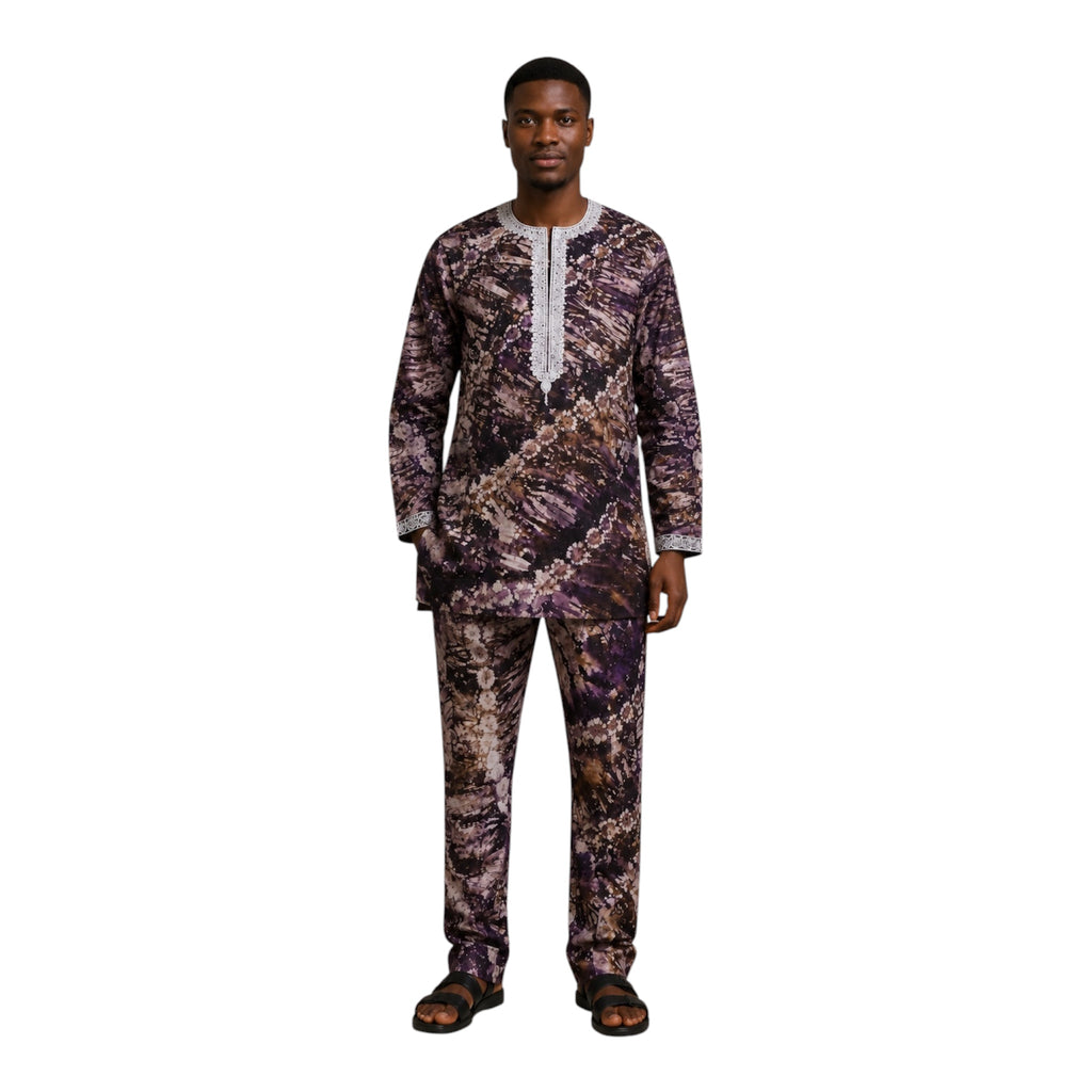 Ready To Wear Men's Tie Dye Adire Top and Trouser. Buba &Sokoto Size S