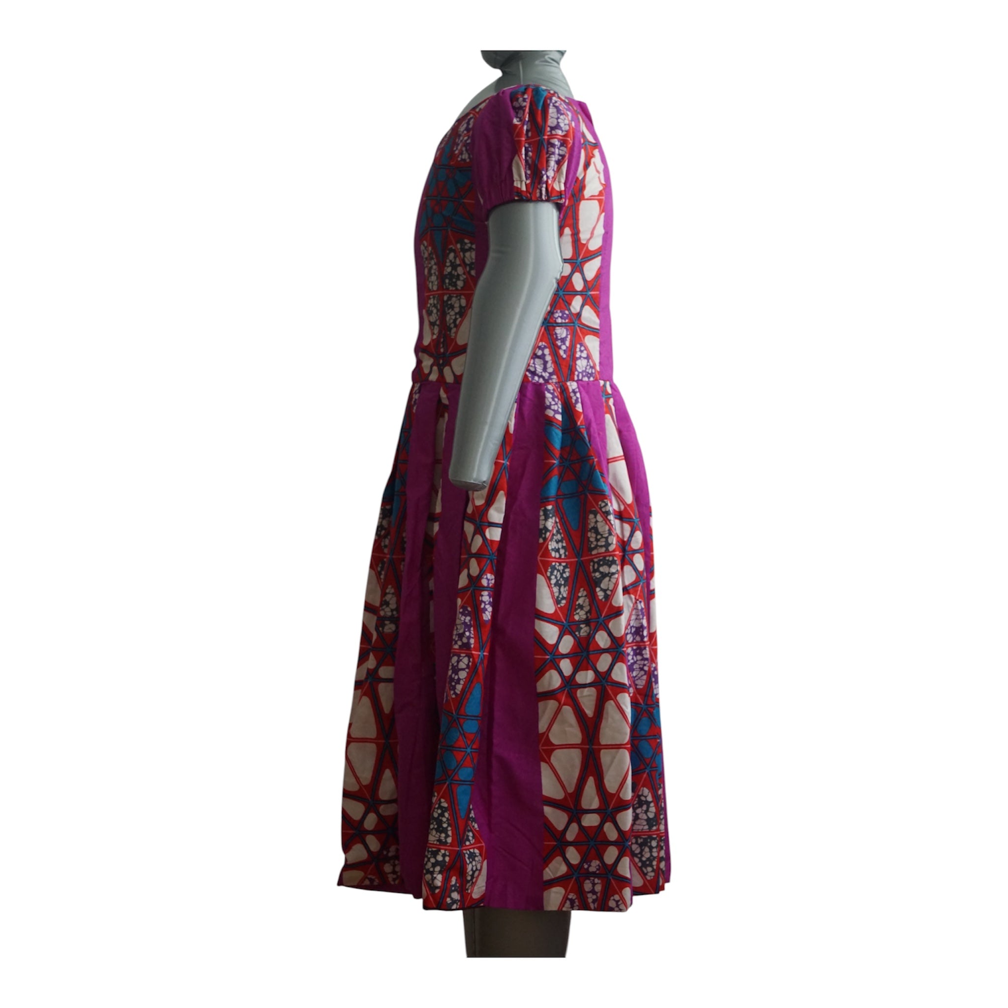 Fully Linen Ankara Cotton Dress: African Print, Ready to Wear,  with Extra Fabric for Adjustment Size M