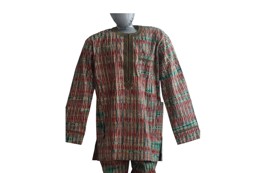 Ready To Wear Men's Tie Dye Adire Top and Trouser. Buba &Sokoto Size L