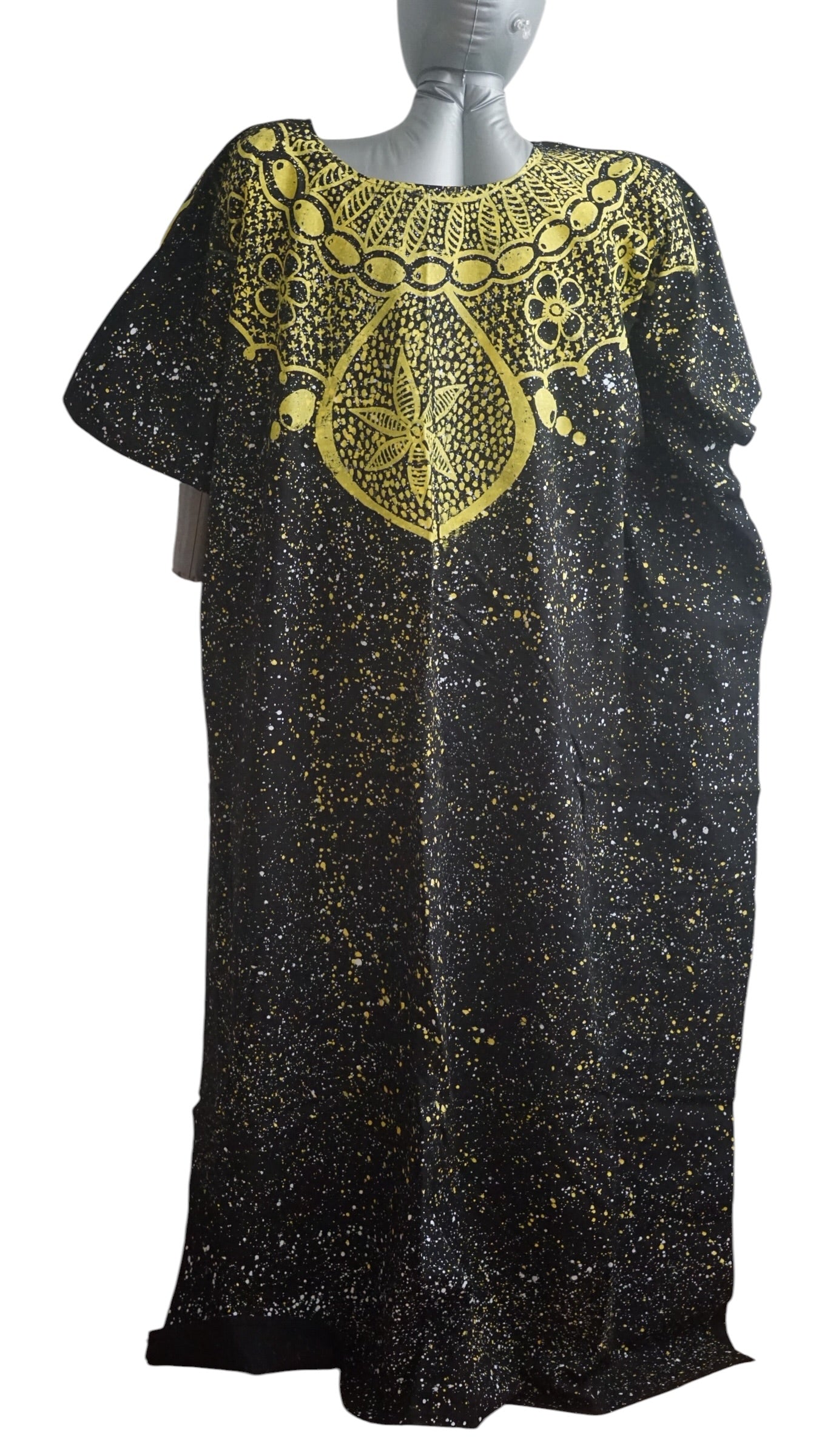 Nigeria Adire Bubu for Women. Size XL Color Black/Yellow