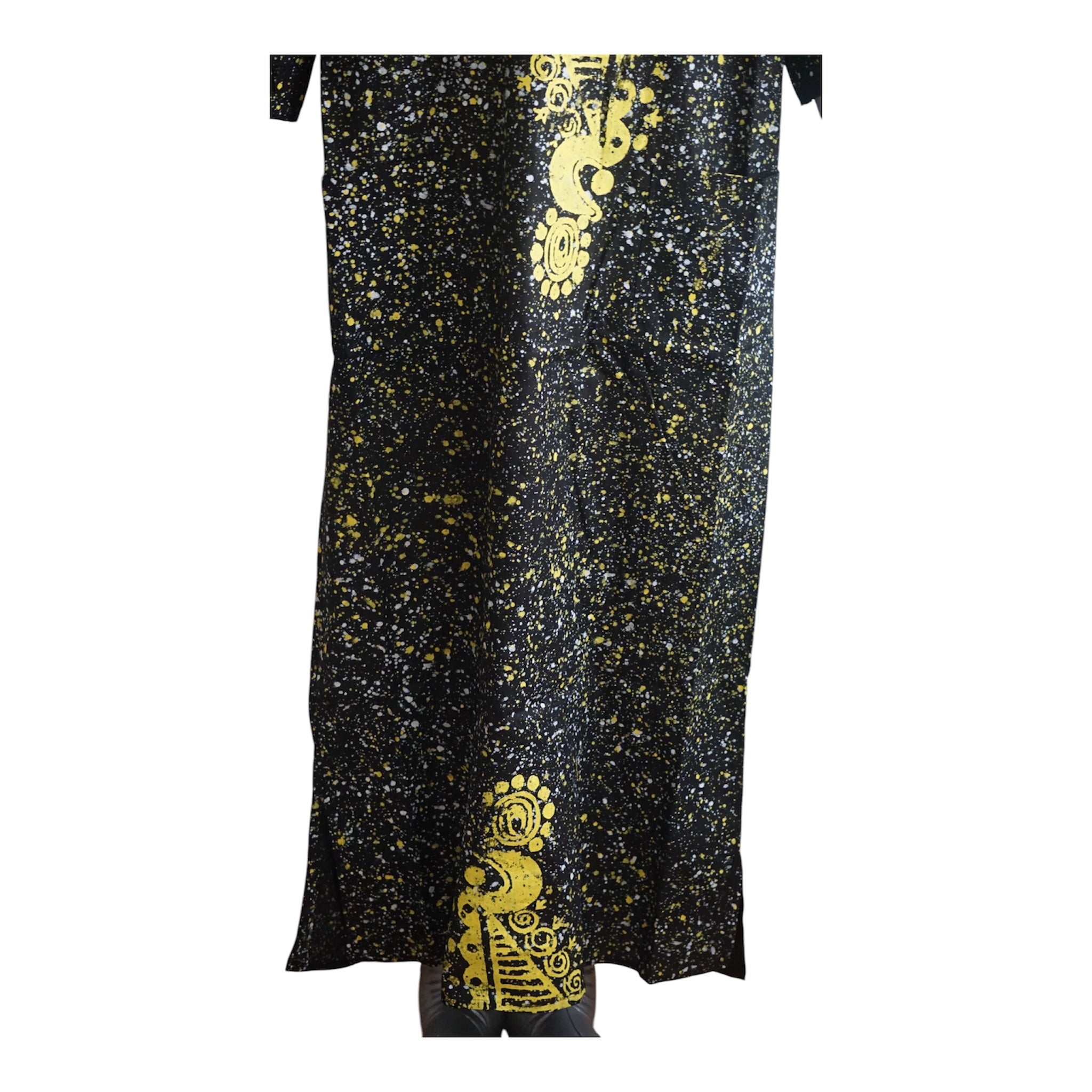 Nigeria Batik Kaftan for Women. Size L Color Black/Yellow