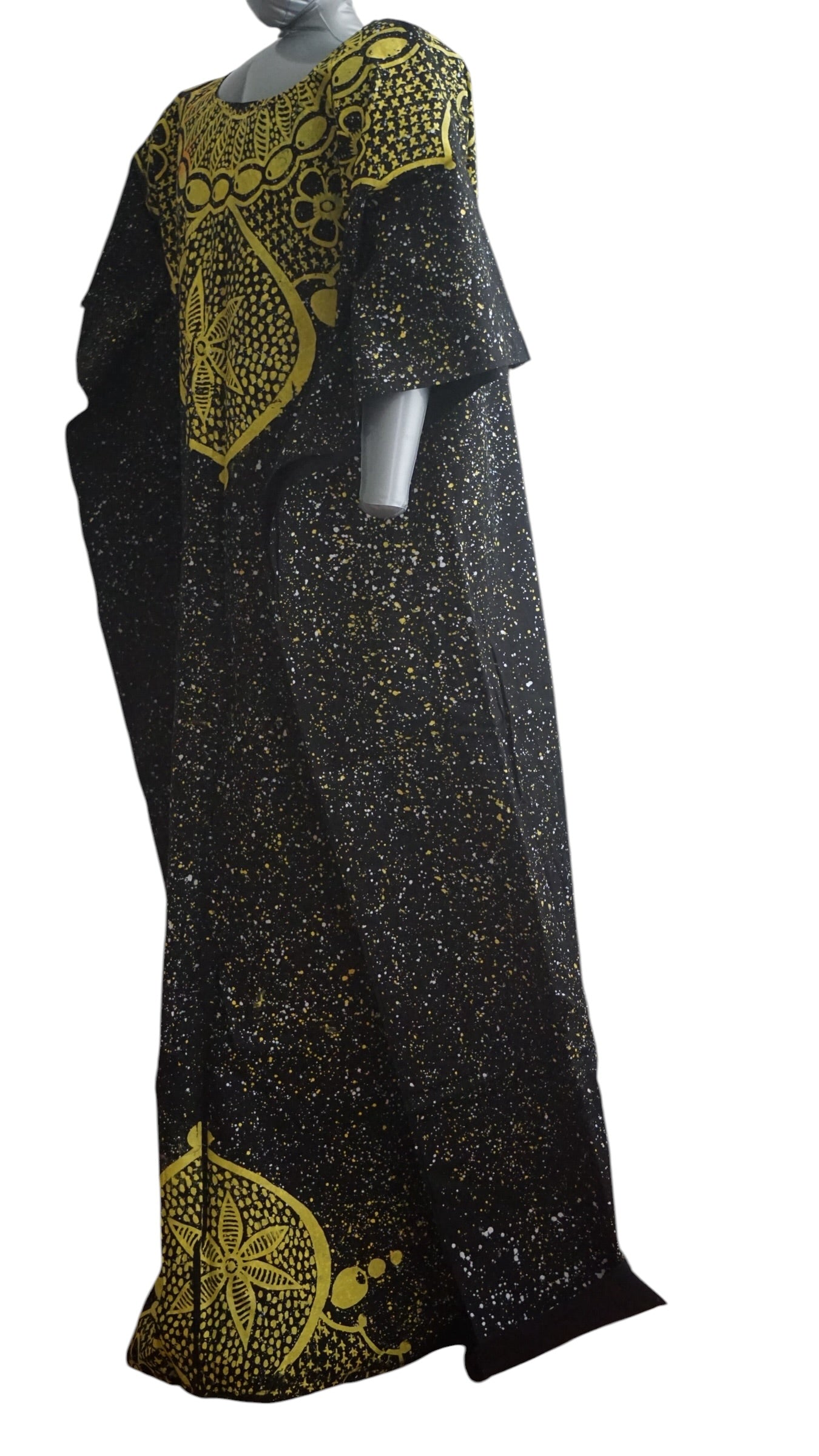 Nigeria Adire Bubu for Women. Size XL Color Black/Yellow