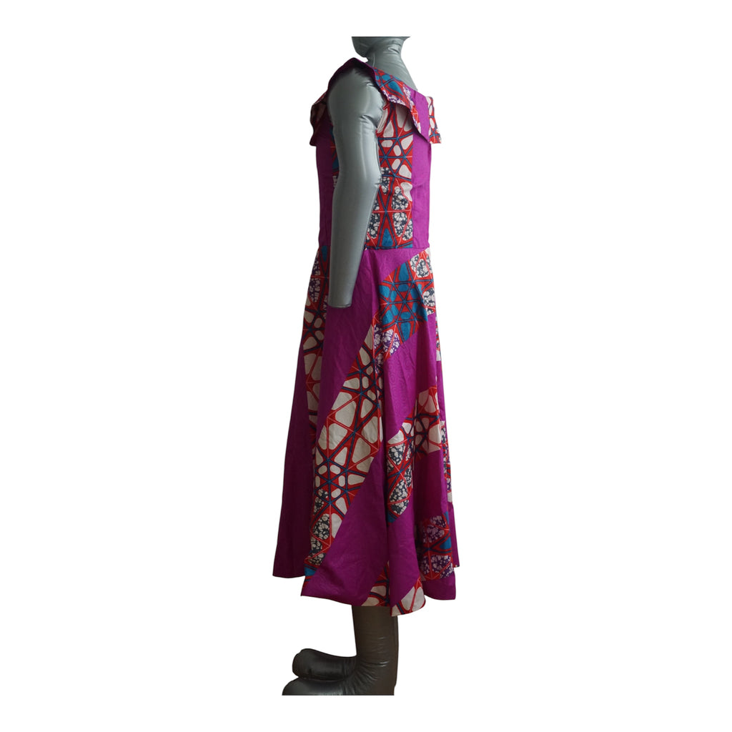 Fully Linen Ankara Cotton Dress: African Print, Ready to Wear,  with Extra Fabric for Adjustment Size S
