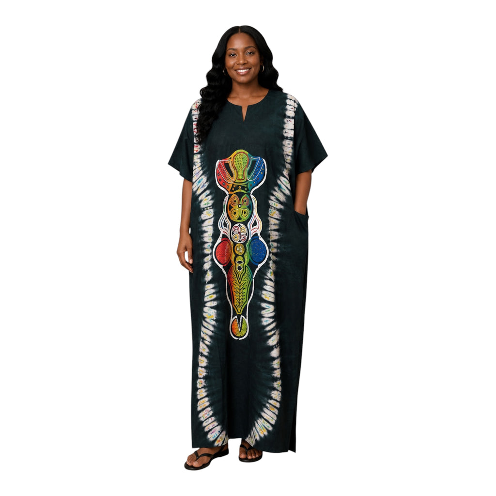 Nigeria Batik Kaftan for Women. Size XL Muilti-Color