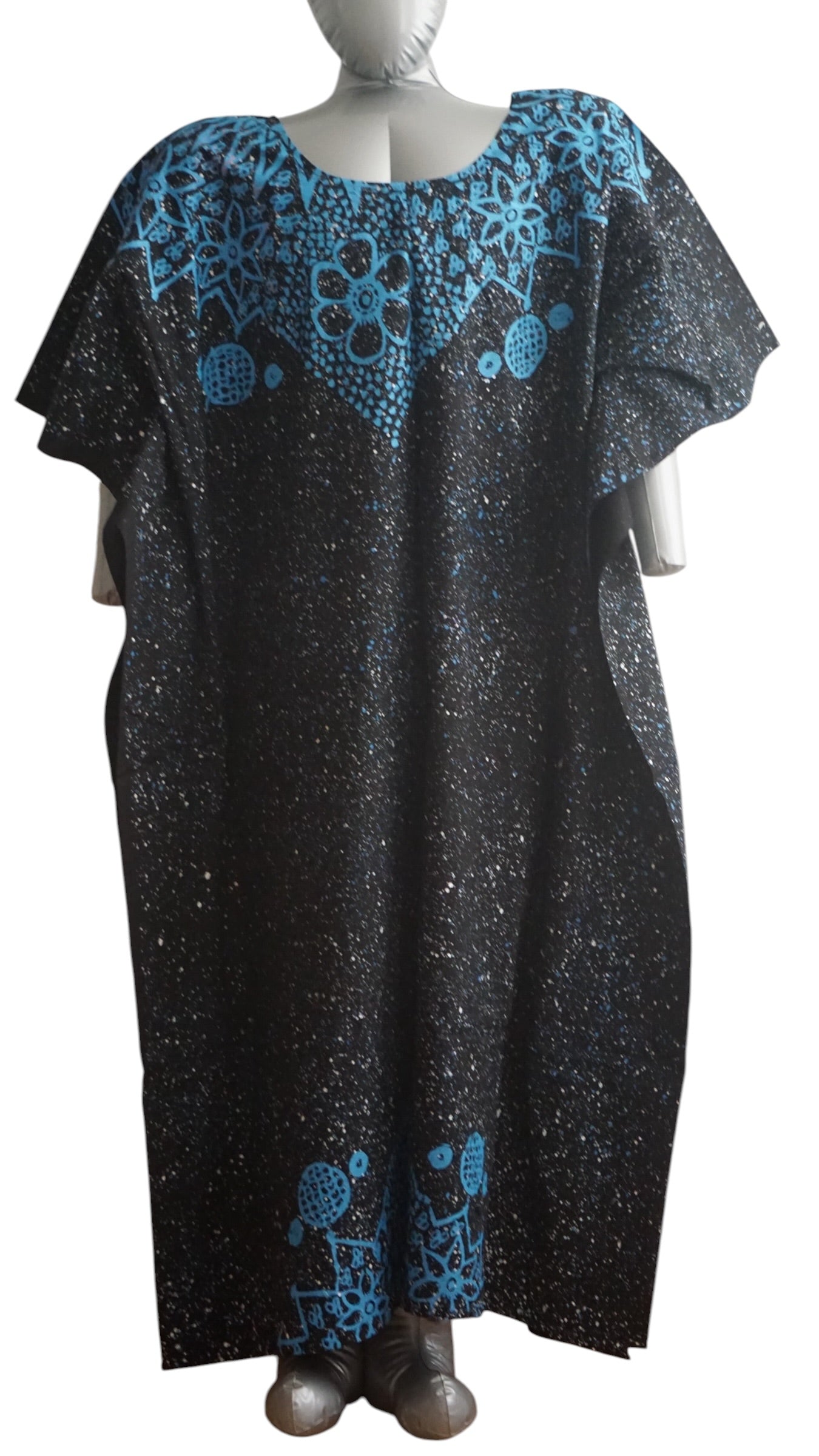 Nigeria Adire Bubu for Women. Size L Color Black/Blue
