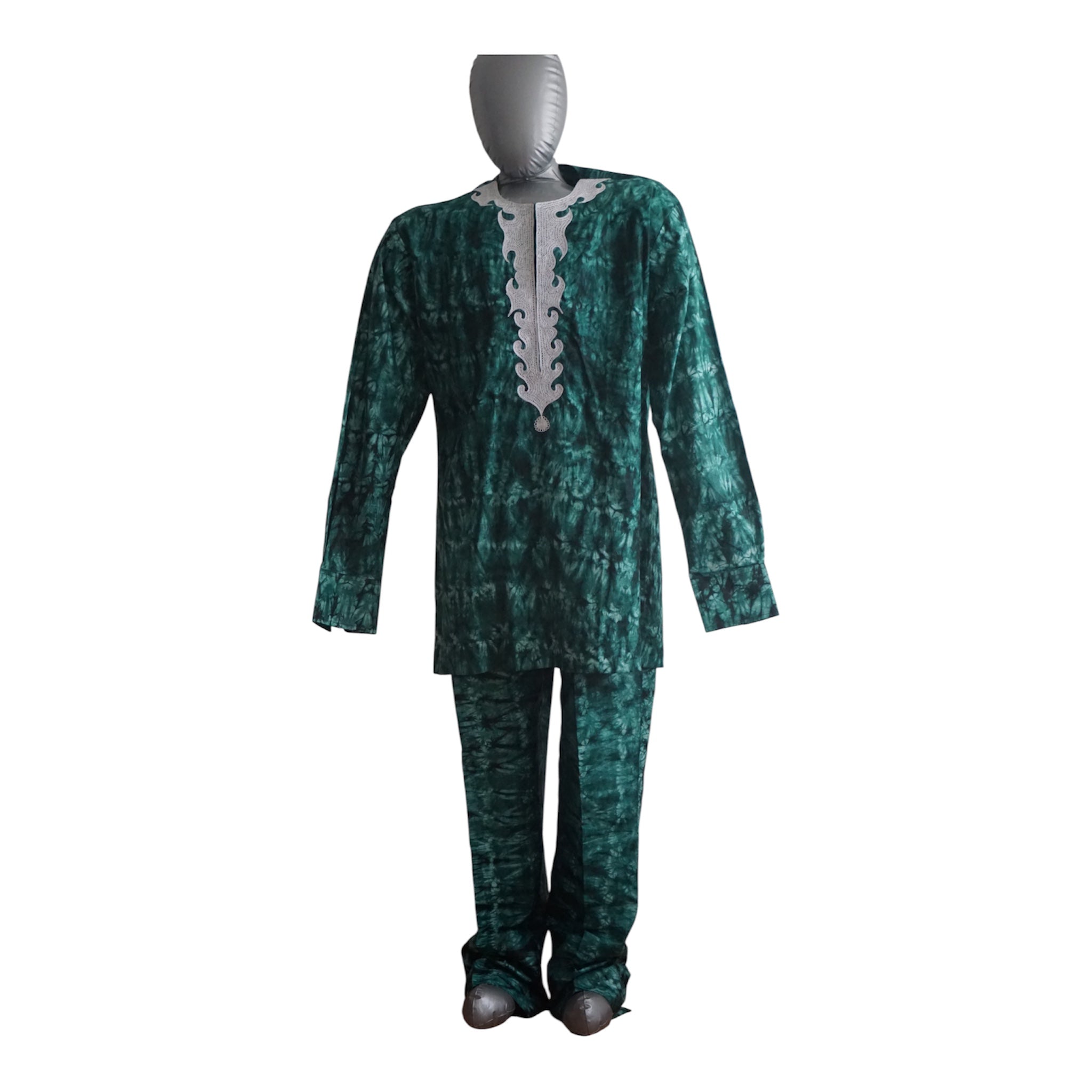 Ready To Wear Men's Tie Dye Adire Top and Trouser. Nigeria Buba &Sokoto Size L