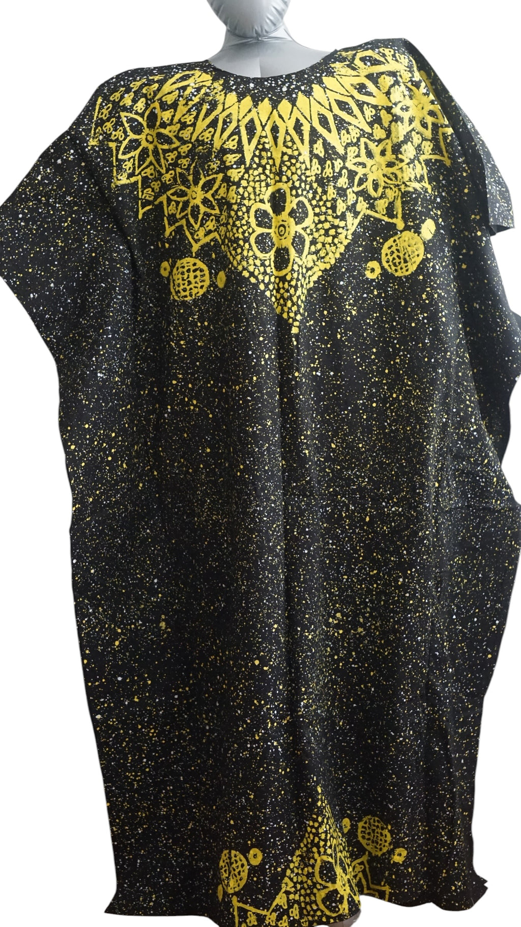 Nigeria Adire Bubu for Women. Size XL Color Black/Yellow