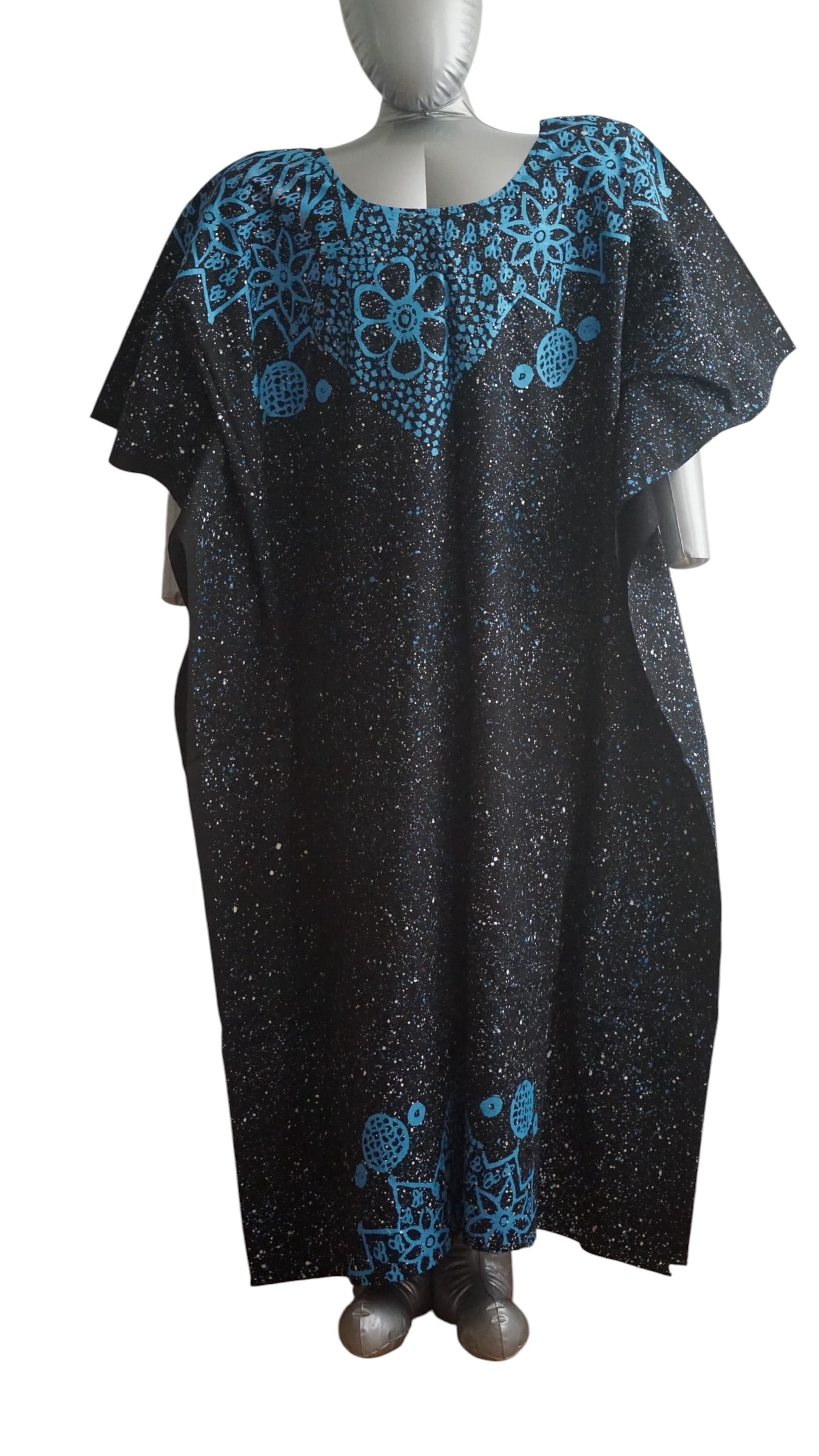Nigeria Adire Bubu for Women. Size L Color Black/Blue