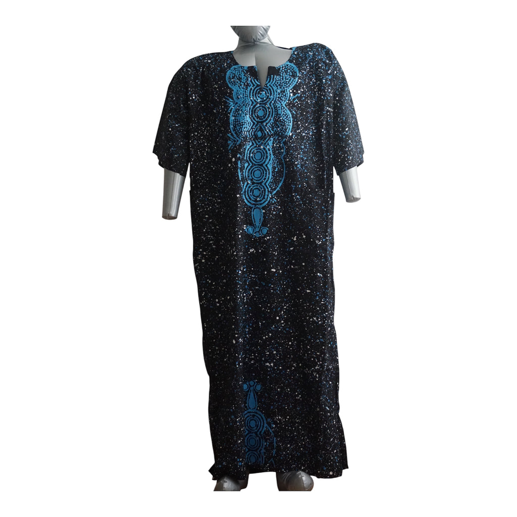 Nigeria Batik Kaftan for Women. Size L Color Black/Blue