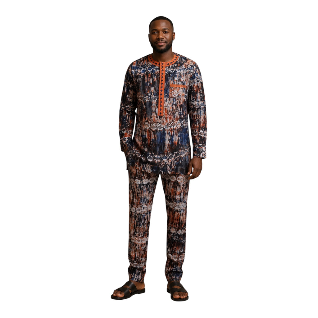 Ready To Wear Men's Adire / Tie Dye  Top and Trouser -  Size S