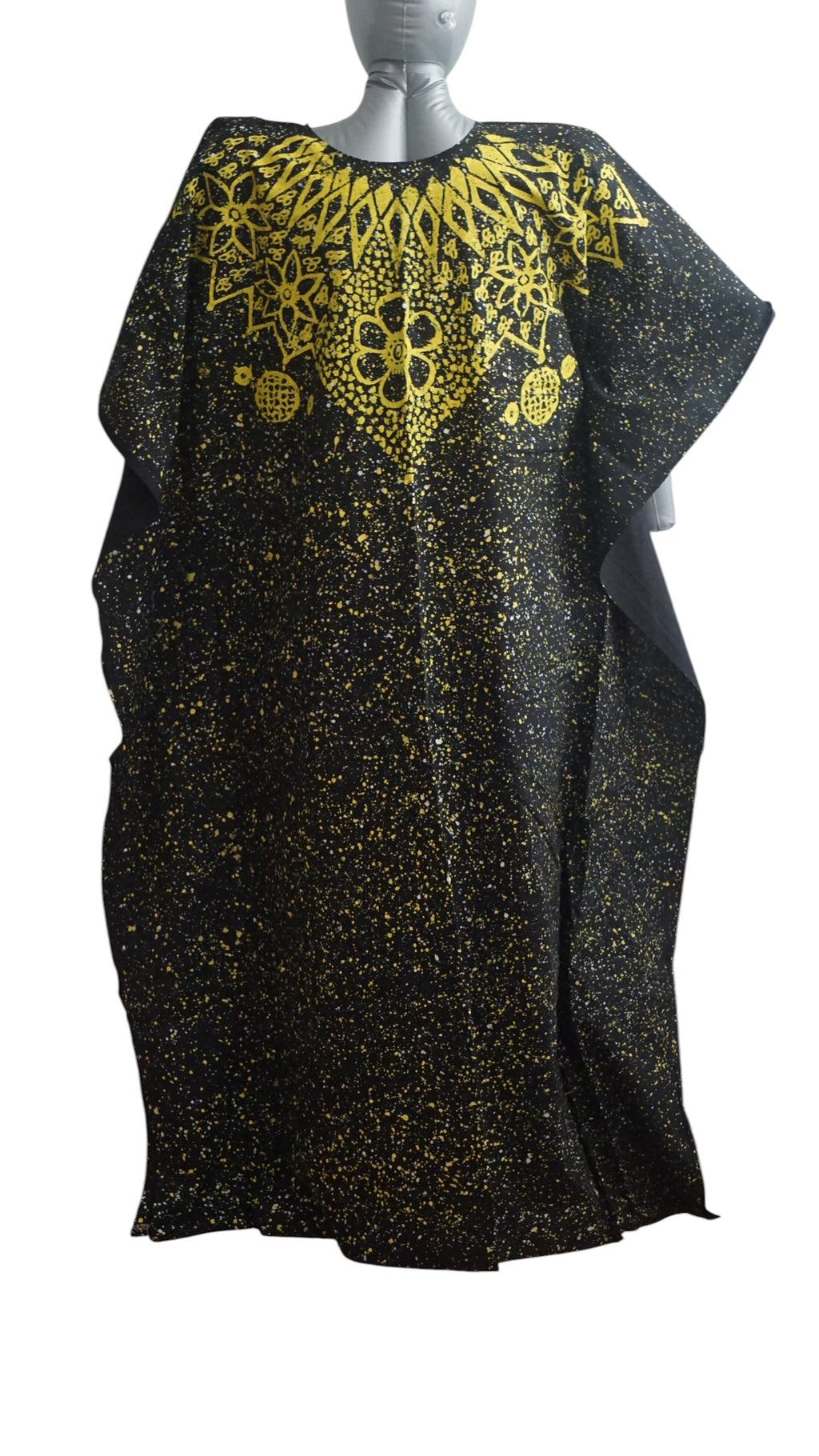 Nigeria Adire Bubu for Women. Size XL Color Black/Yellow