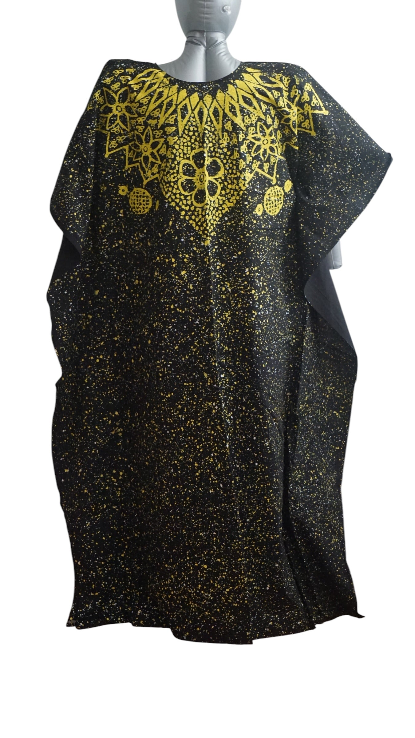 Nigeria Adire Bubu for Women. Size XL Color Black/Yellow