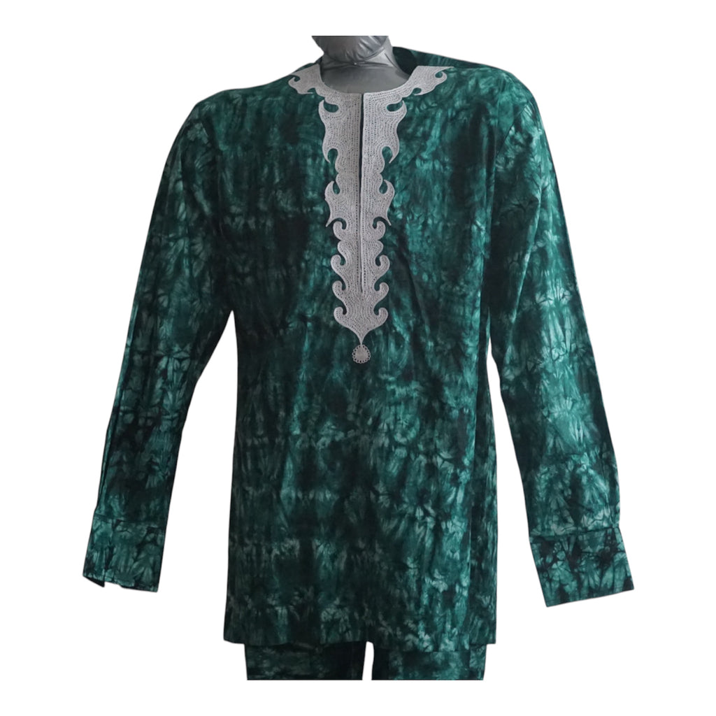 Ready To Wear Men's Tie Dye Adire Top and Trouser. Nigeria Buba &Sokoto Size L