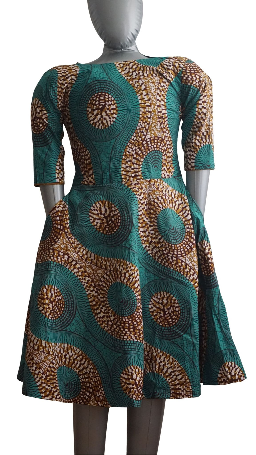 Fully Linen Ankara Dress: African Print, Ready to Wear, Size S