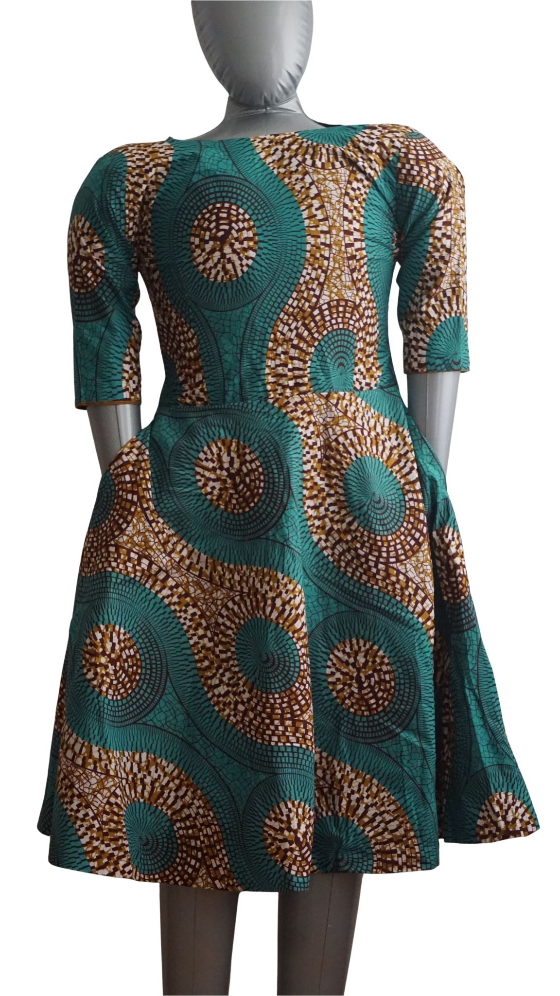 Fully Linen Ankara Dress: African Print, Ready to Wear, Size S