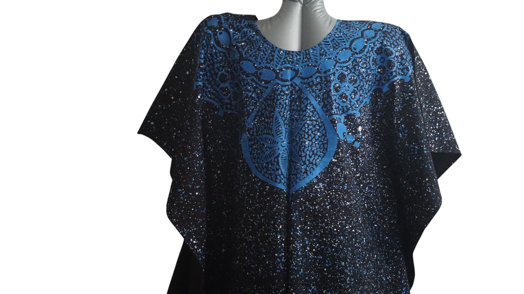 Nigeria Adire Bubu for Women. Size XL Color Black/Blue