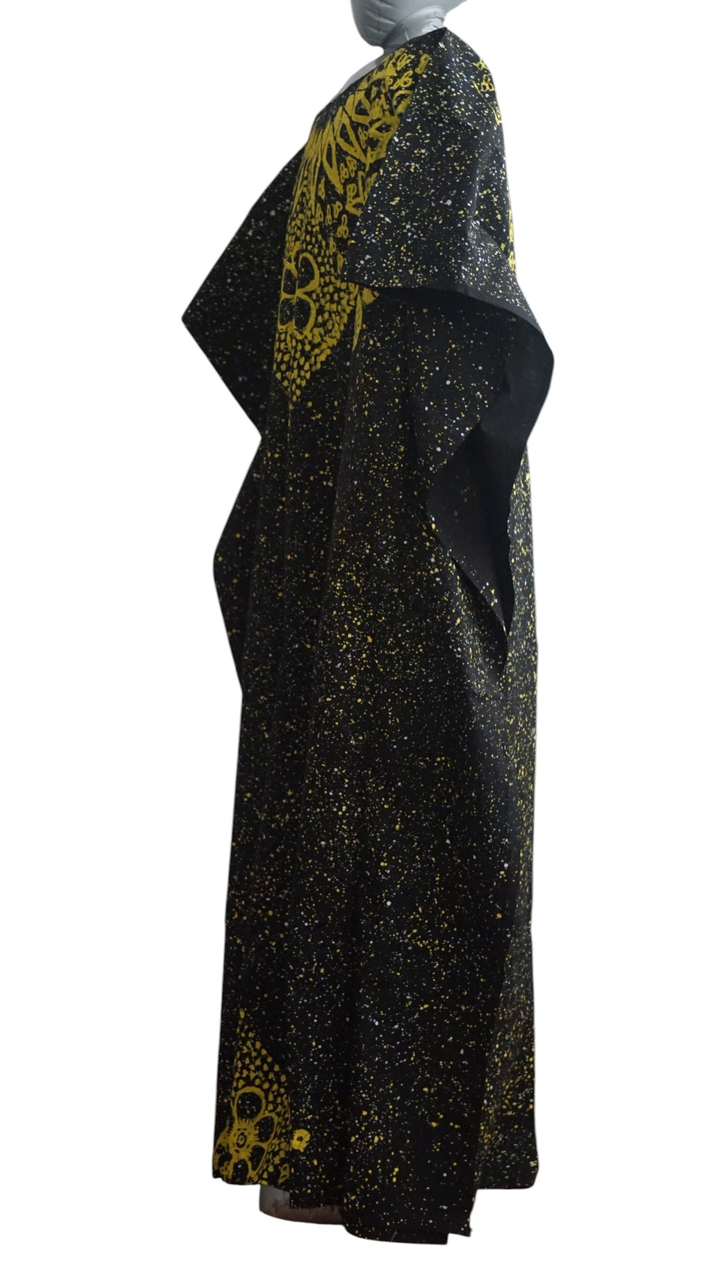 Nigeria Adire Bubu for Women. Size XL Color Black/Yellow