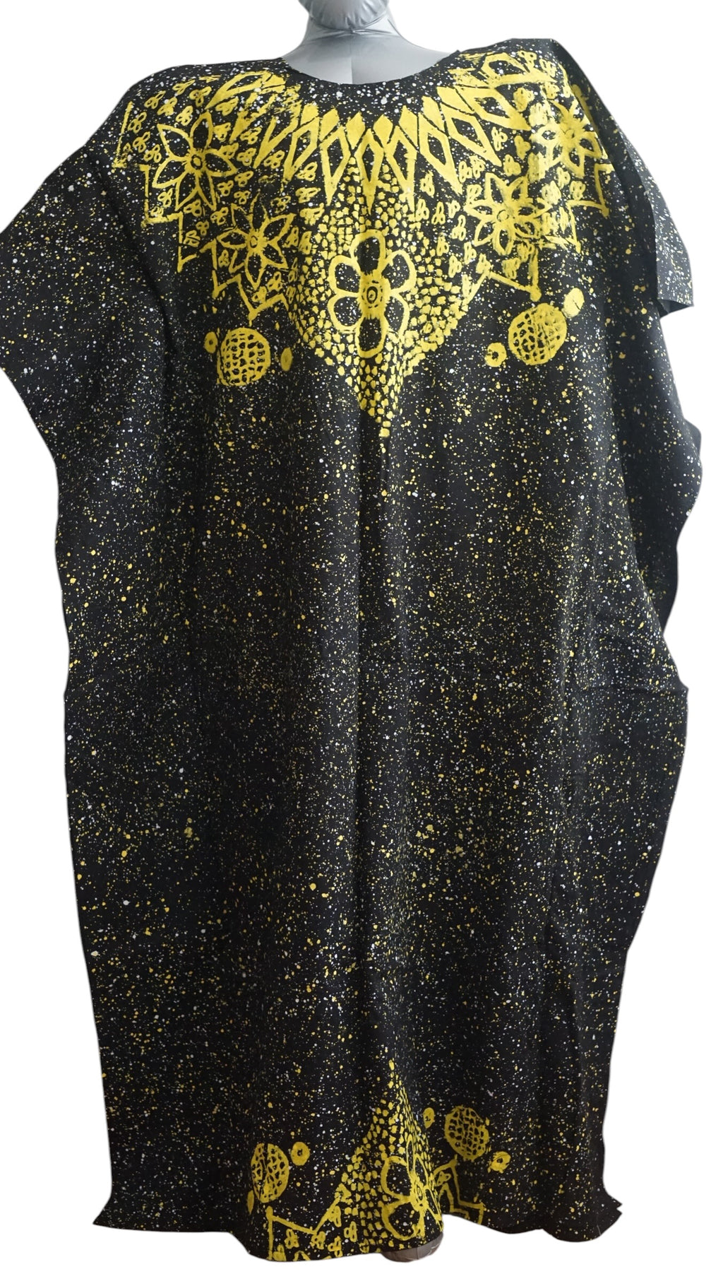 Nigeria Adire Bubu for Women. Size XL Color Black/Yellow