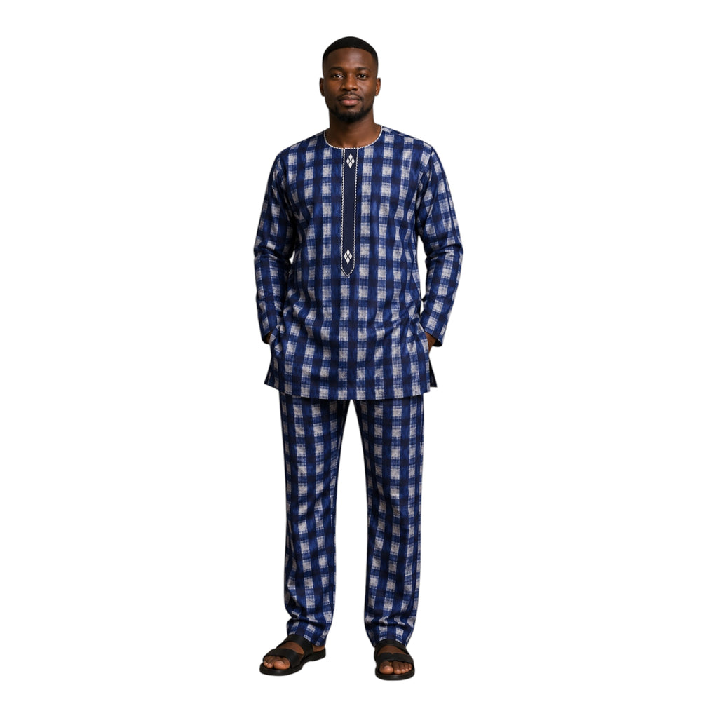 Ready To Wear Men's Tie Dye Adire Top and Trouser. Nigeria Buba &Sokoto - Size M