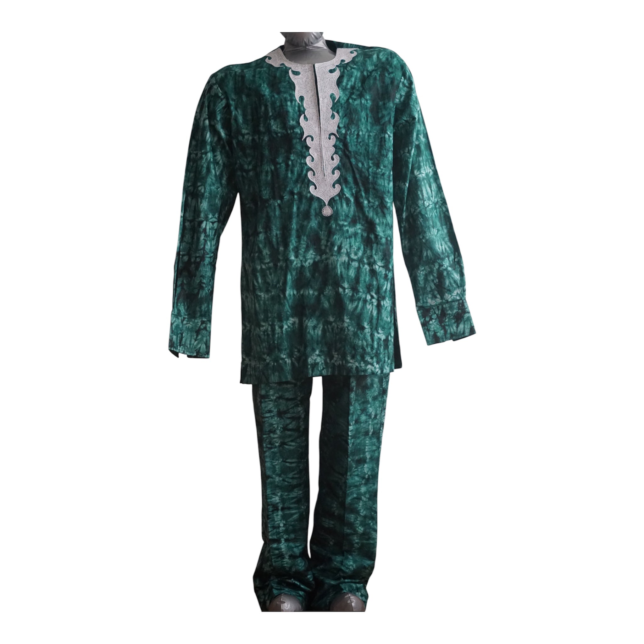 Ready To Wear Men's Tie Dye Adire Top and Trouser. Nigeria Buba &Sokoto Size L