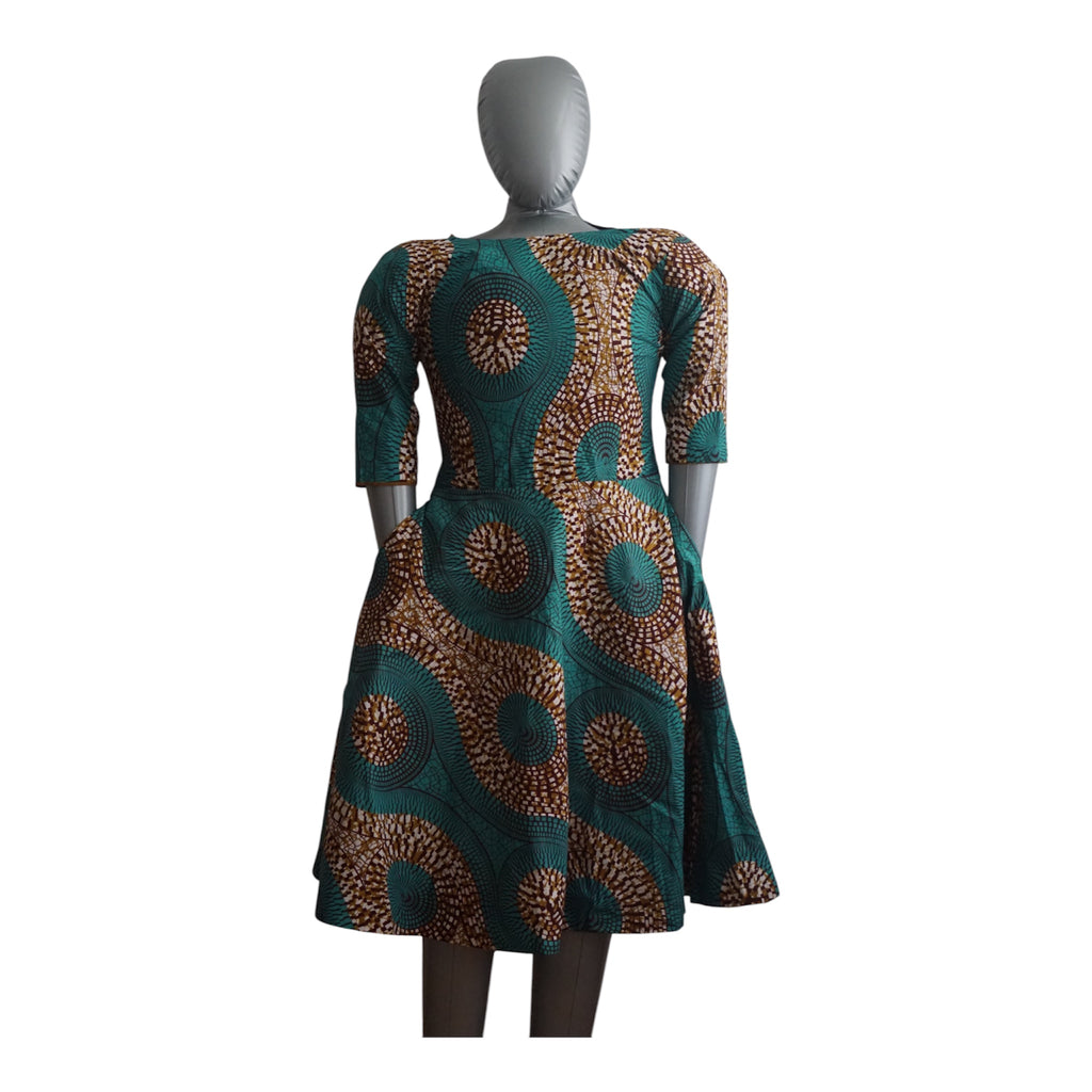 Fully Linen Ankara Dress: African Print, Ready to Wear, Size S