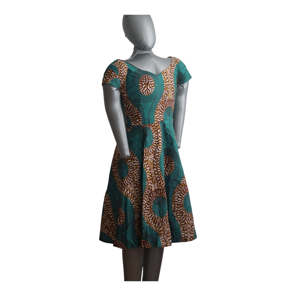 Fully Linen Ankara Dress: African Print, Ready to Wear, Size S