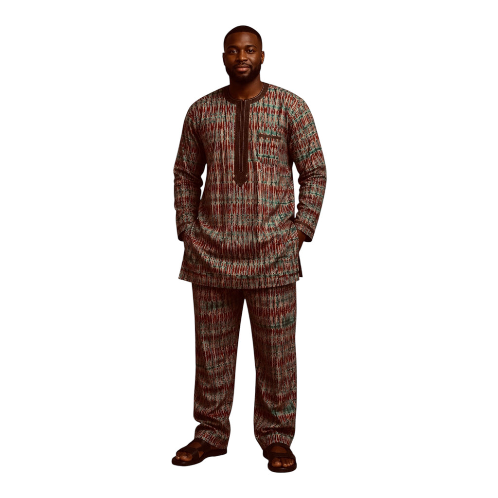 Ready To Wear Men's Tie Dye Adire Top and Trouser. Buba &Sokoto Size L