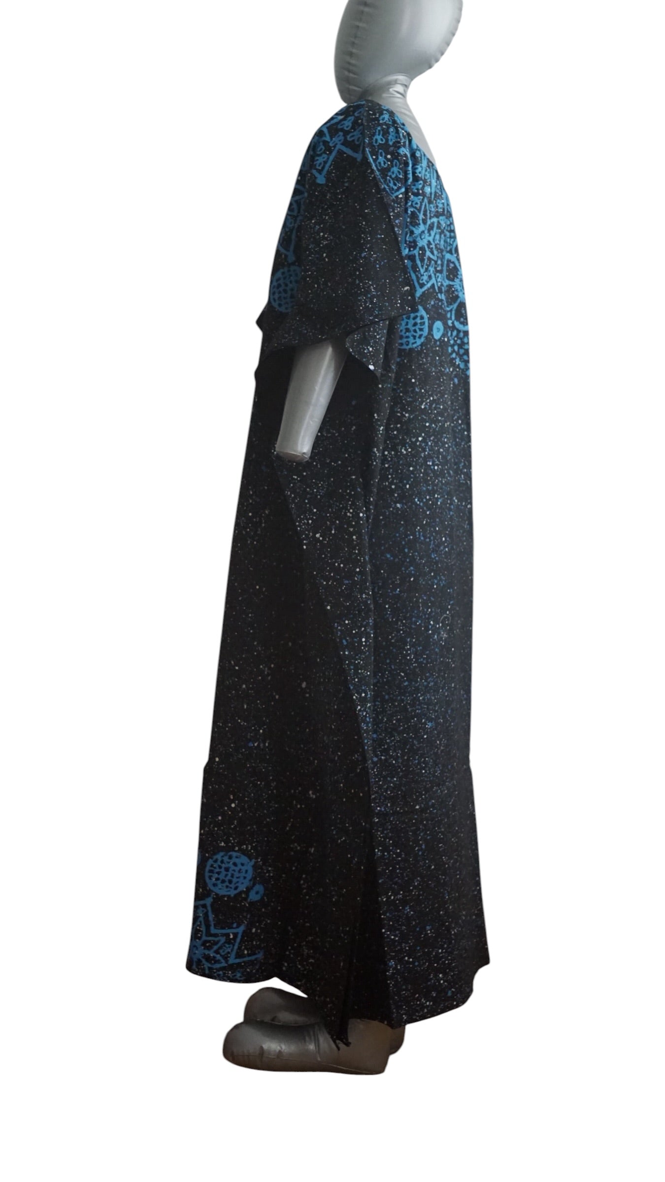 Nigeria Adire Bubu for Women. Size L Color Black/Blue