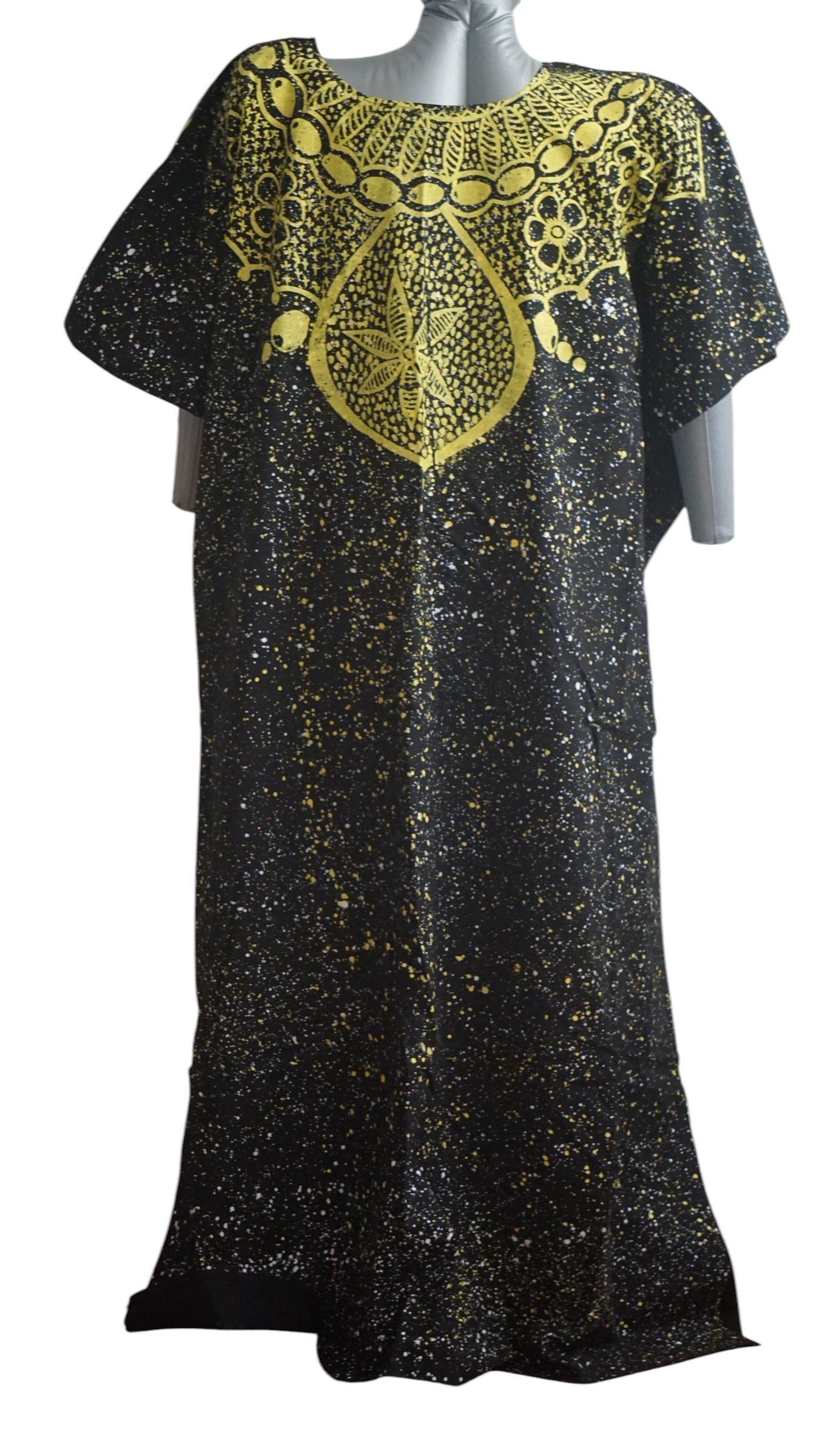 Nigeria Adire Bubu for Women. Size XL Color Black/Yellow