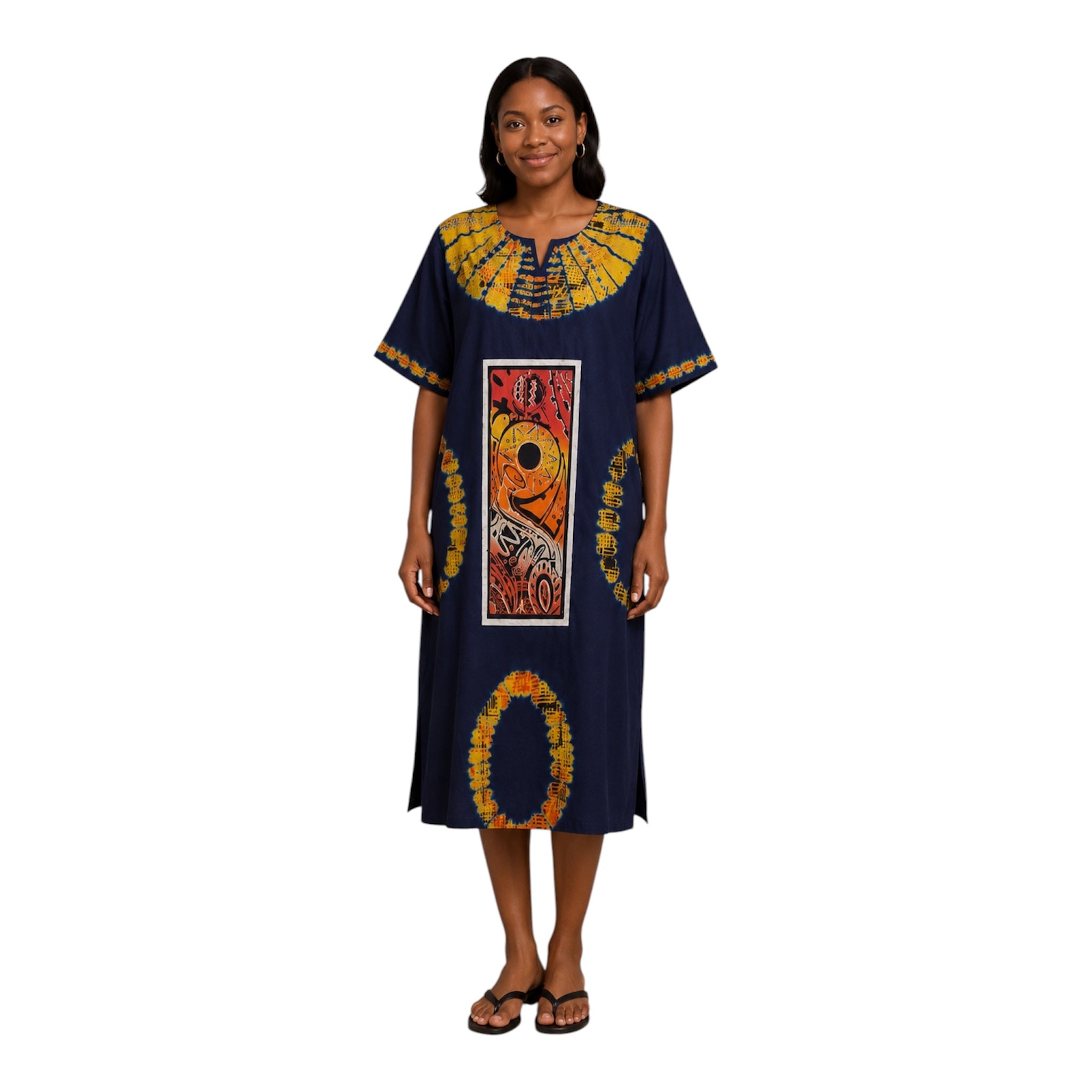 Nigeria Batik Kaftan for Women. Size M Muilti-Color