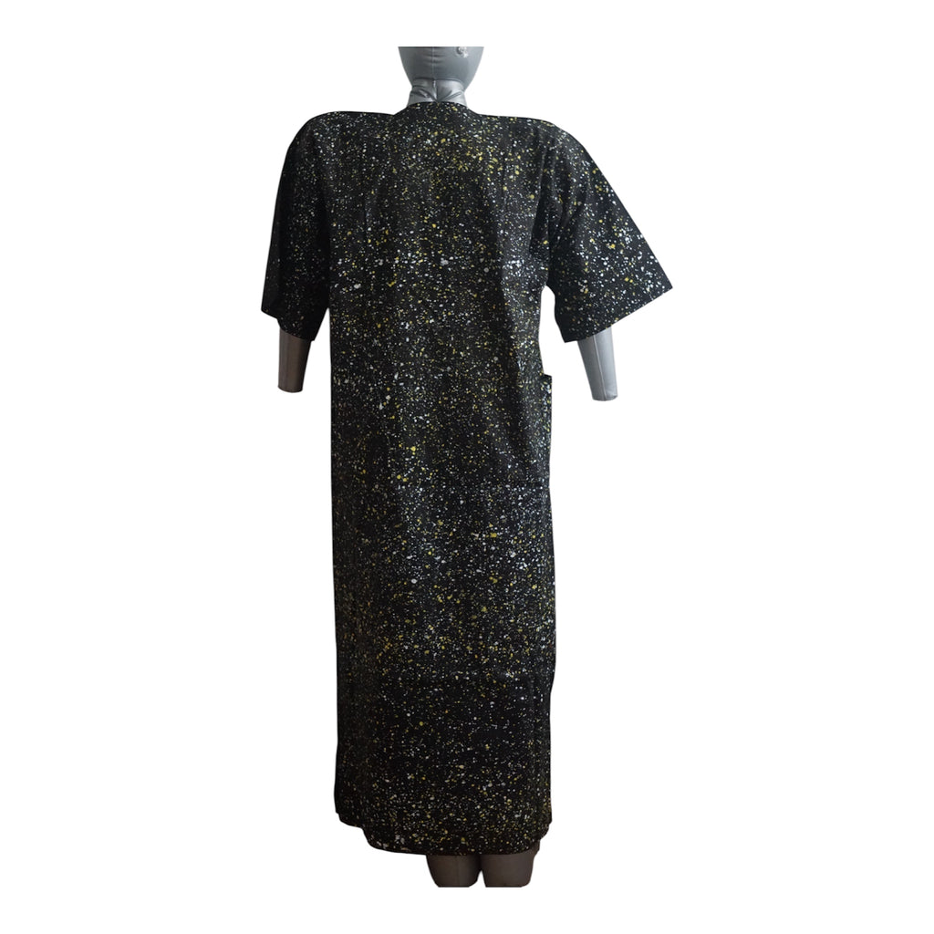 Nigeria Batik Kaftan for Women. Size L Color Black/Yellow