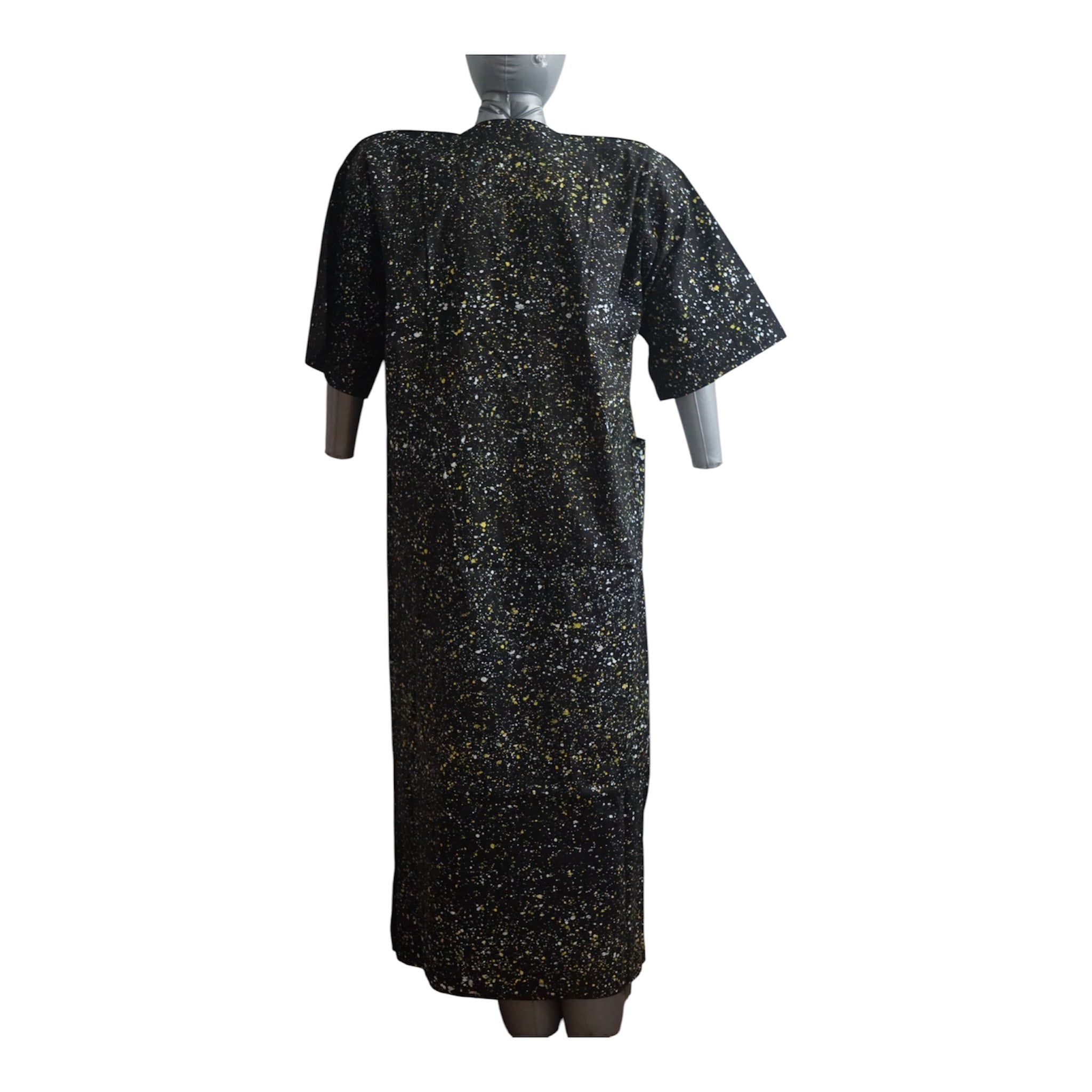 Nigeria Batik Kaftan for Women. Size L Color Black/Yellow