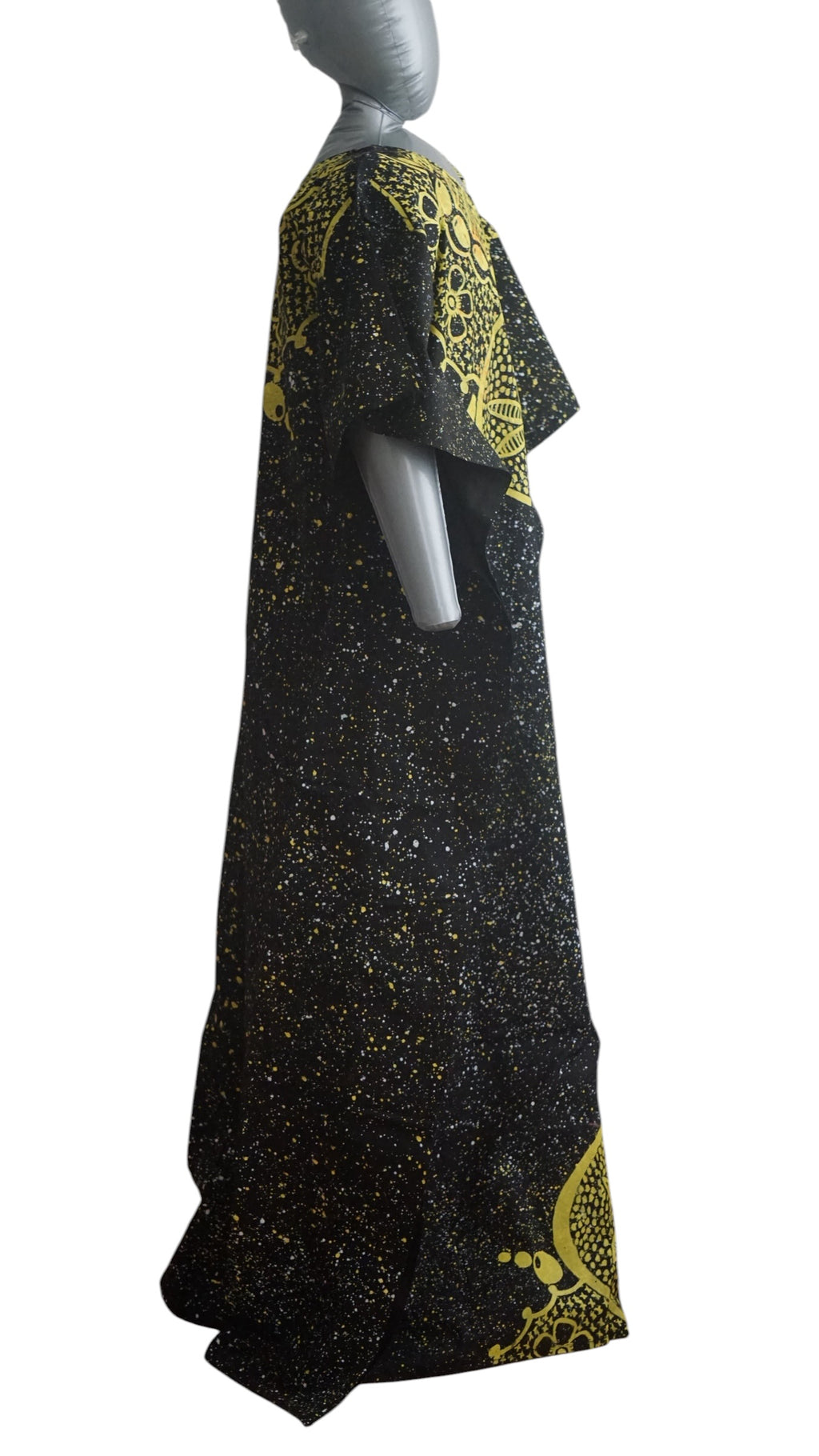 Nigeria Adire Bubu for Women. Size XL Color Black/Yellow